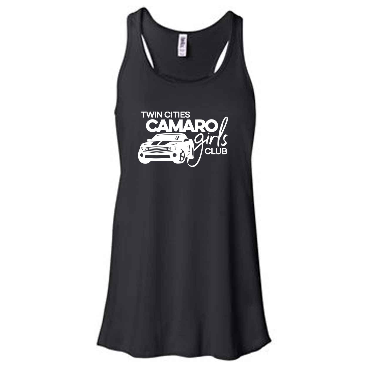 Twin Cities Camaro Girls Club Classic Women's Flowy Racerback Tank Top Black
