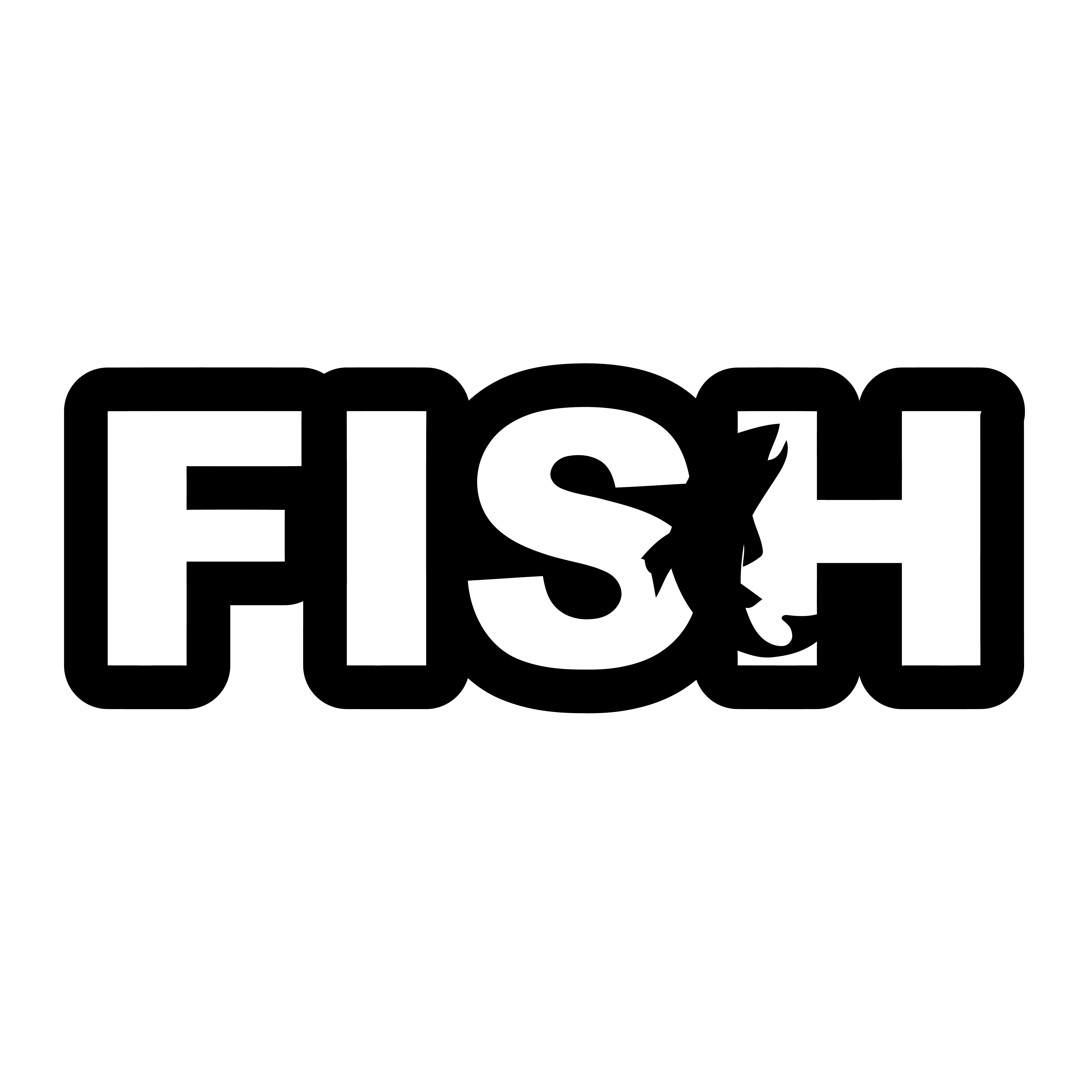 Fish Catch Logo Classic Sticker Black Kiss Cut (White Logo)