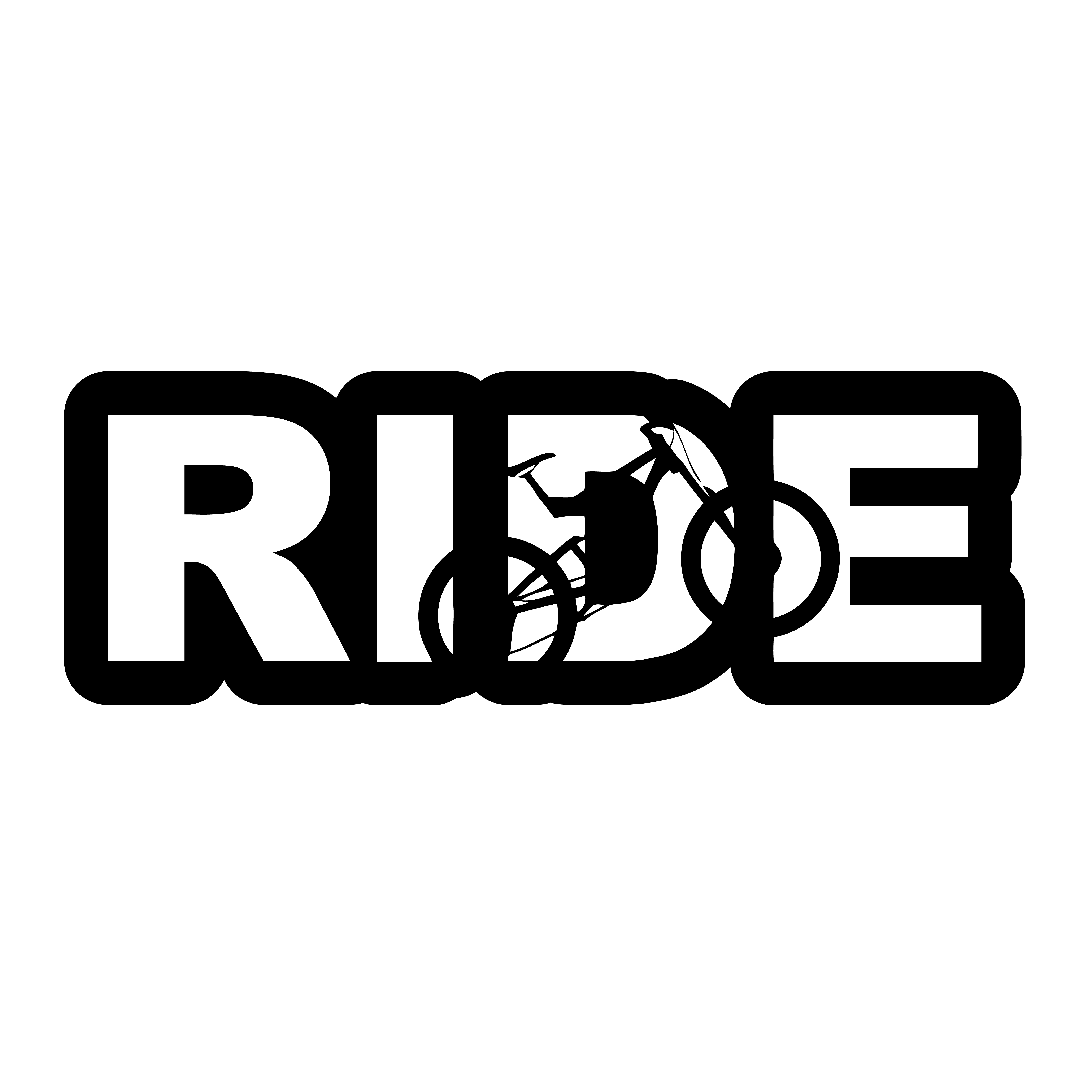 Ride MTB Logo Classic Sticker Black Kiss Cut (White Logo)