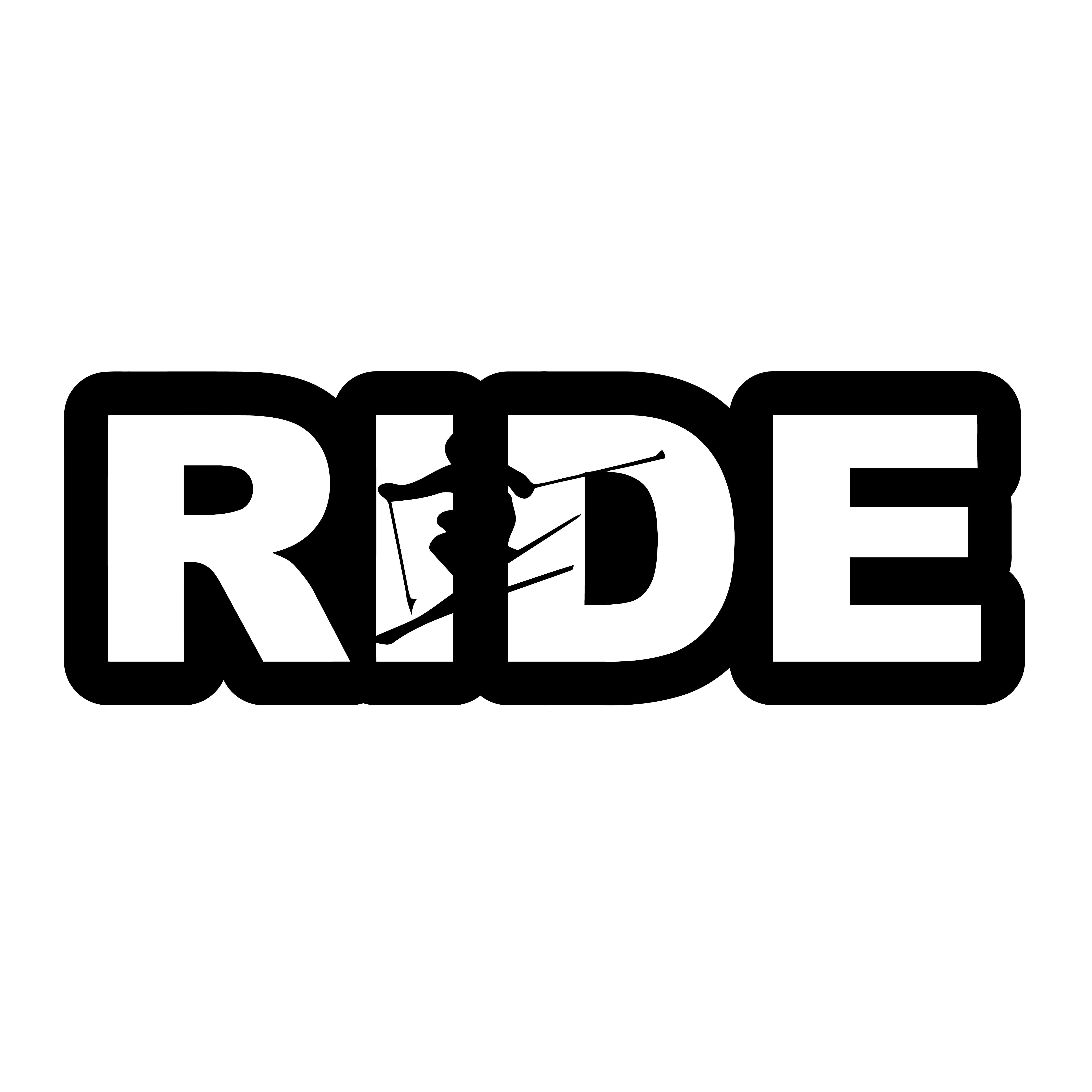 Ride Ski Logo Classic Sticker Black Kiss Cut (White Logo)