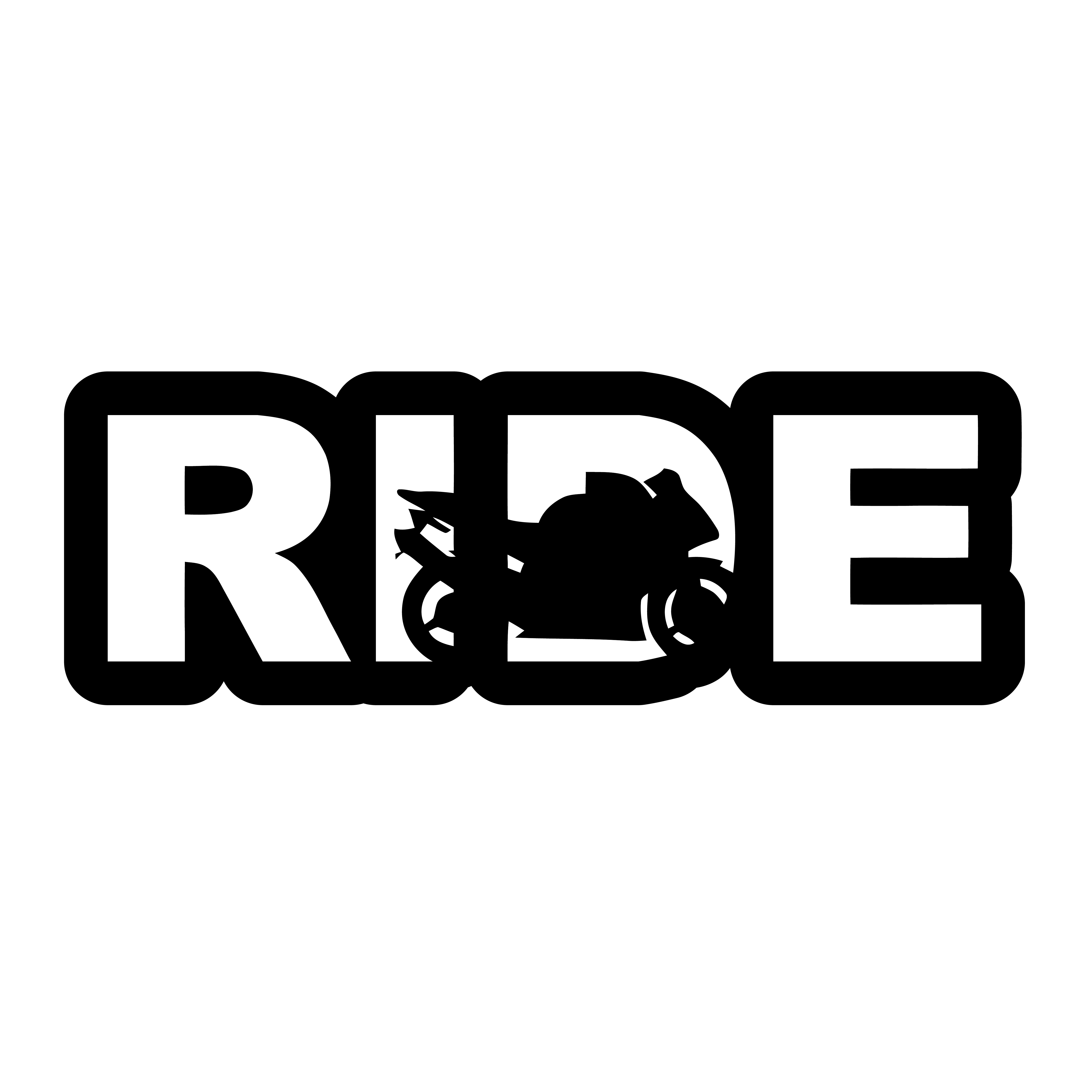 Ride Sport Bike Logo Classic Sticker Black Kiss Cut (White Logo)