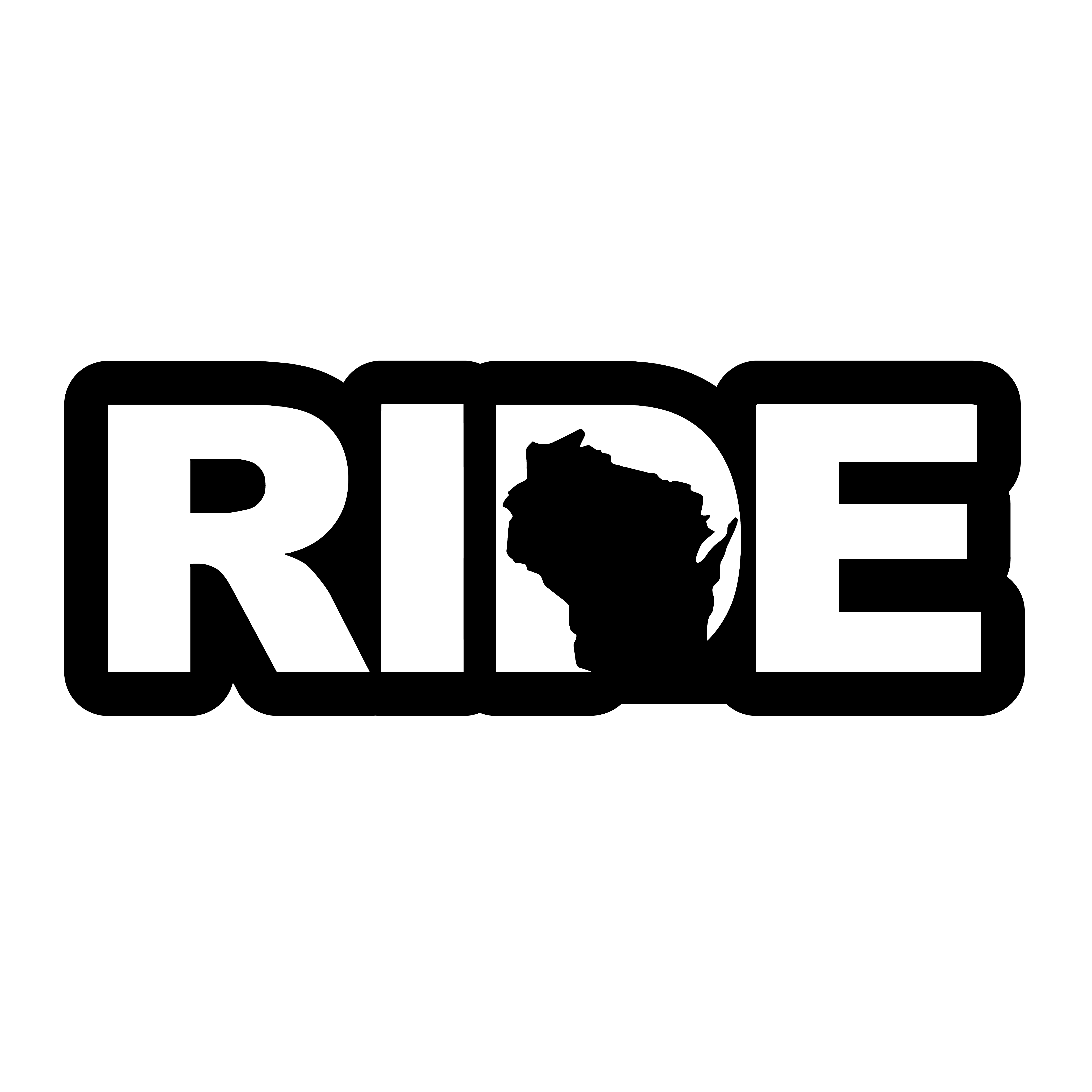 Ride Wisconsin Classic Sticker Black Kiss Cut (White Logo)