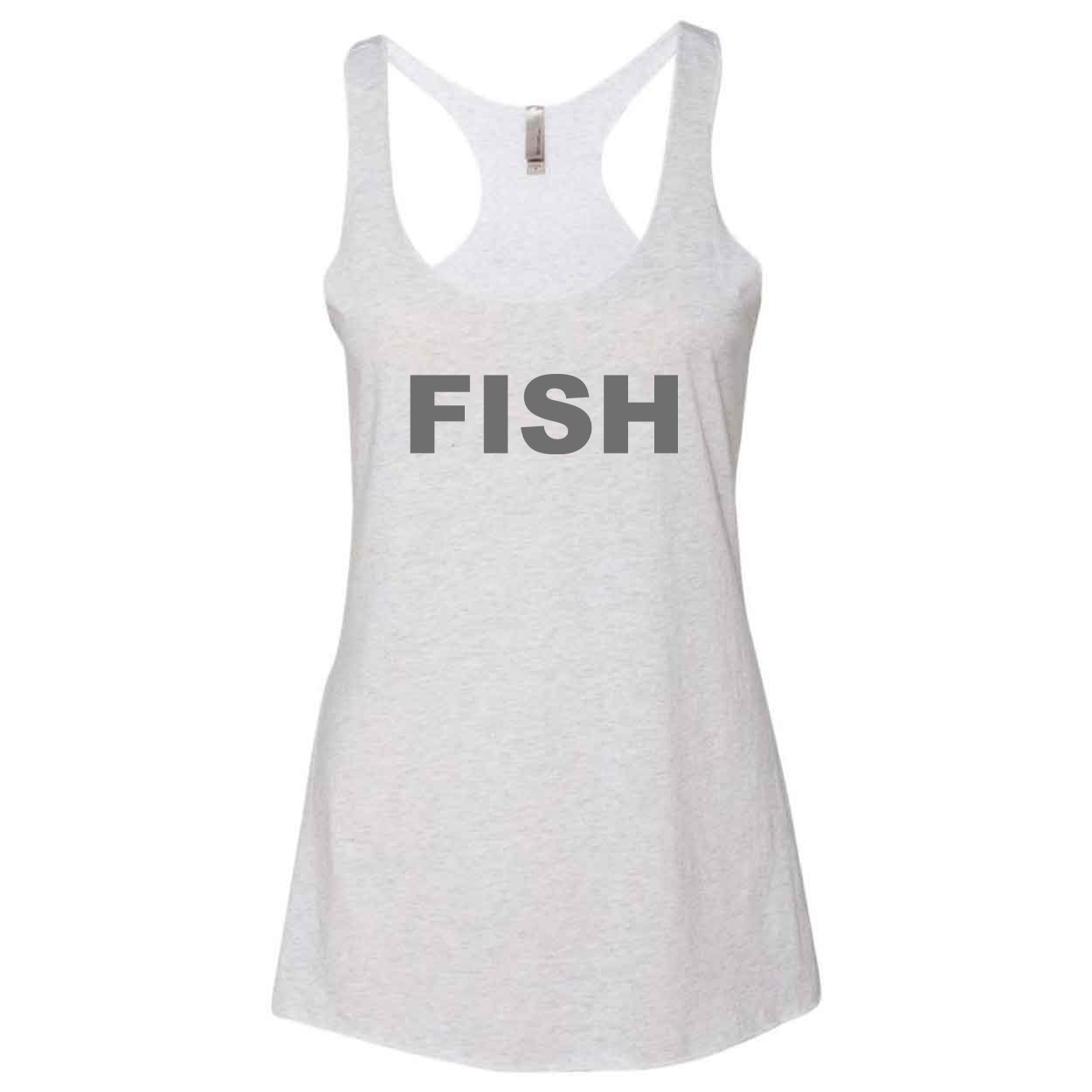 Fish Brand Logo Classic Women's Ultra Thin Tank Top Heather White (Gray Logo)