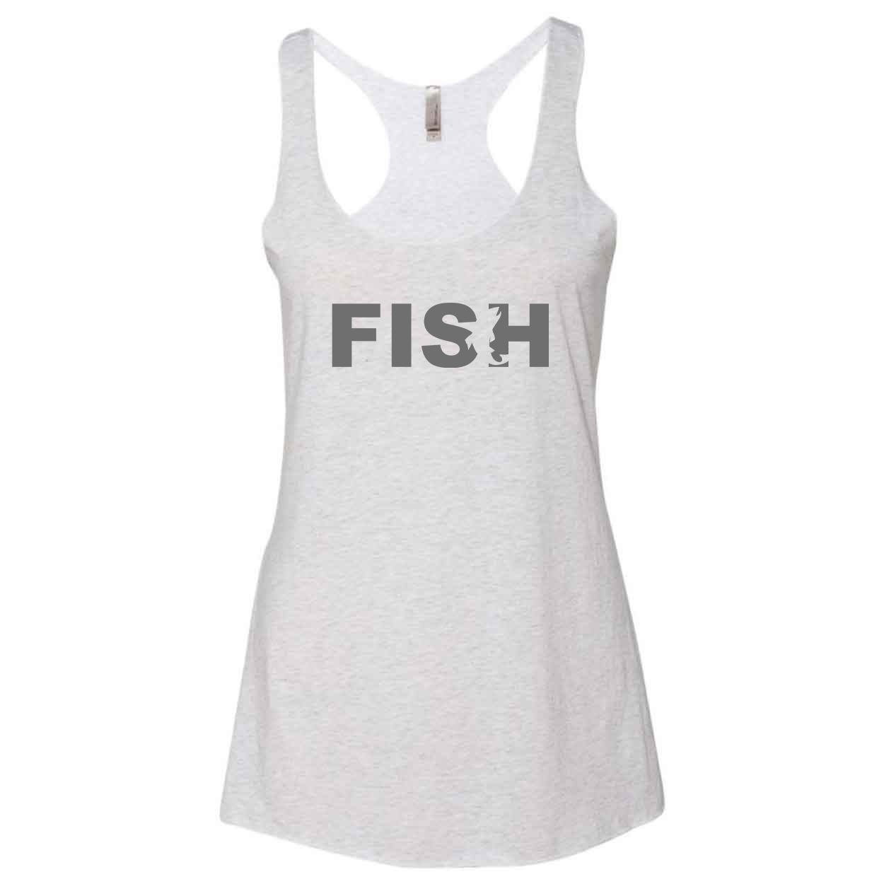 Fish Catch Logo Classic Women's Ultra Thin Tank Top Heather White (Gray Logo)