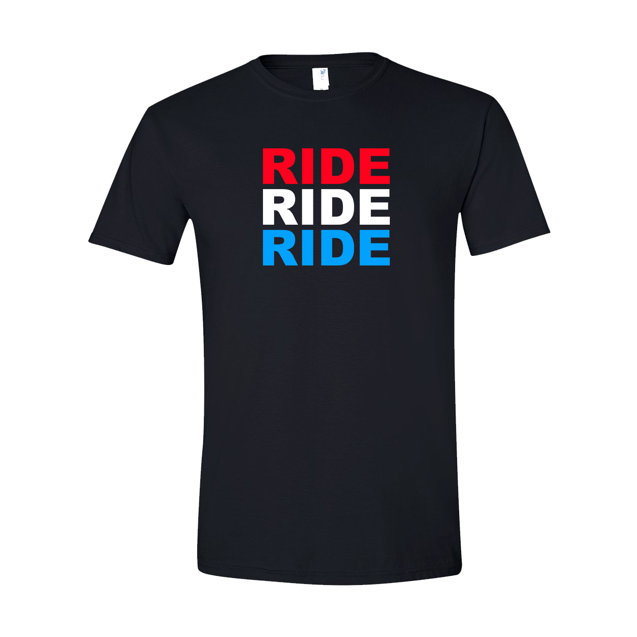 Ride Brand Logo Classic 4th Of July T-Shirt Black (Red White Blue Logo)