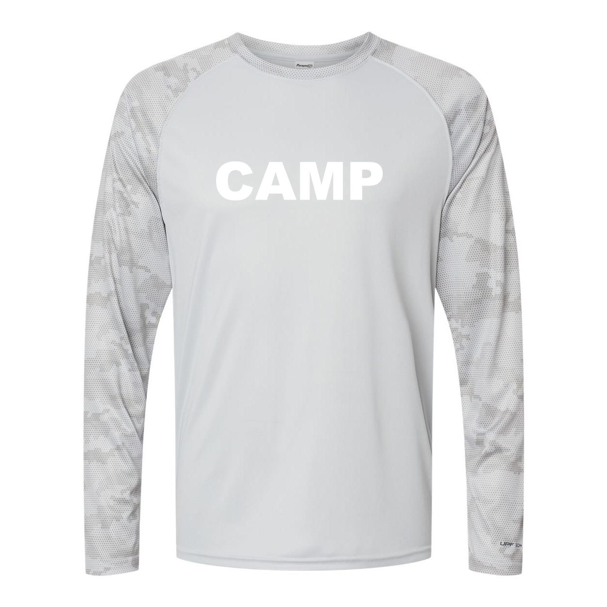 Camp Brand Logo Classic Camo Long Sleeve T-Shirt Aluminum
