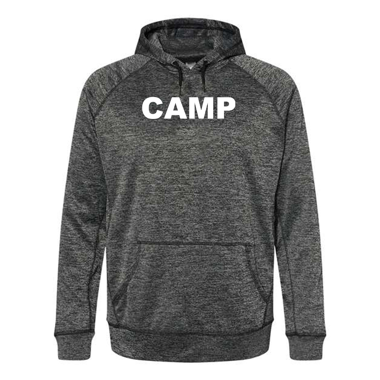 Camp Brand Logo Classic Performance Raglan Pullover Sweatshirt Heather Charcoal