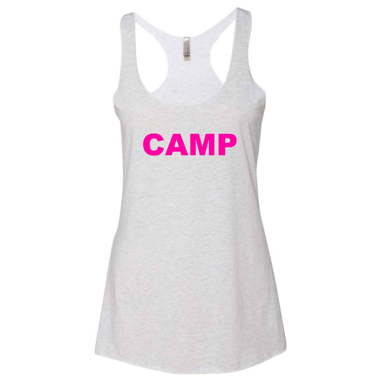 Camp Brand Logo Classic Women's Ultra Thin Tank Top Heather White (Pink Logo)