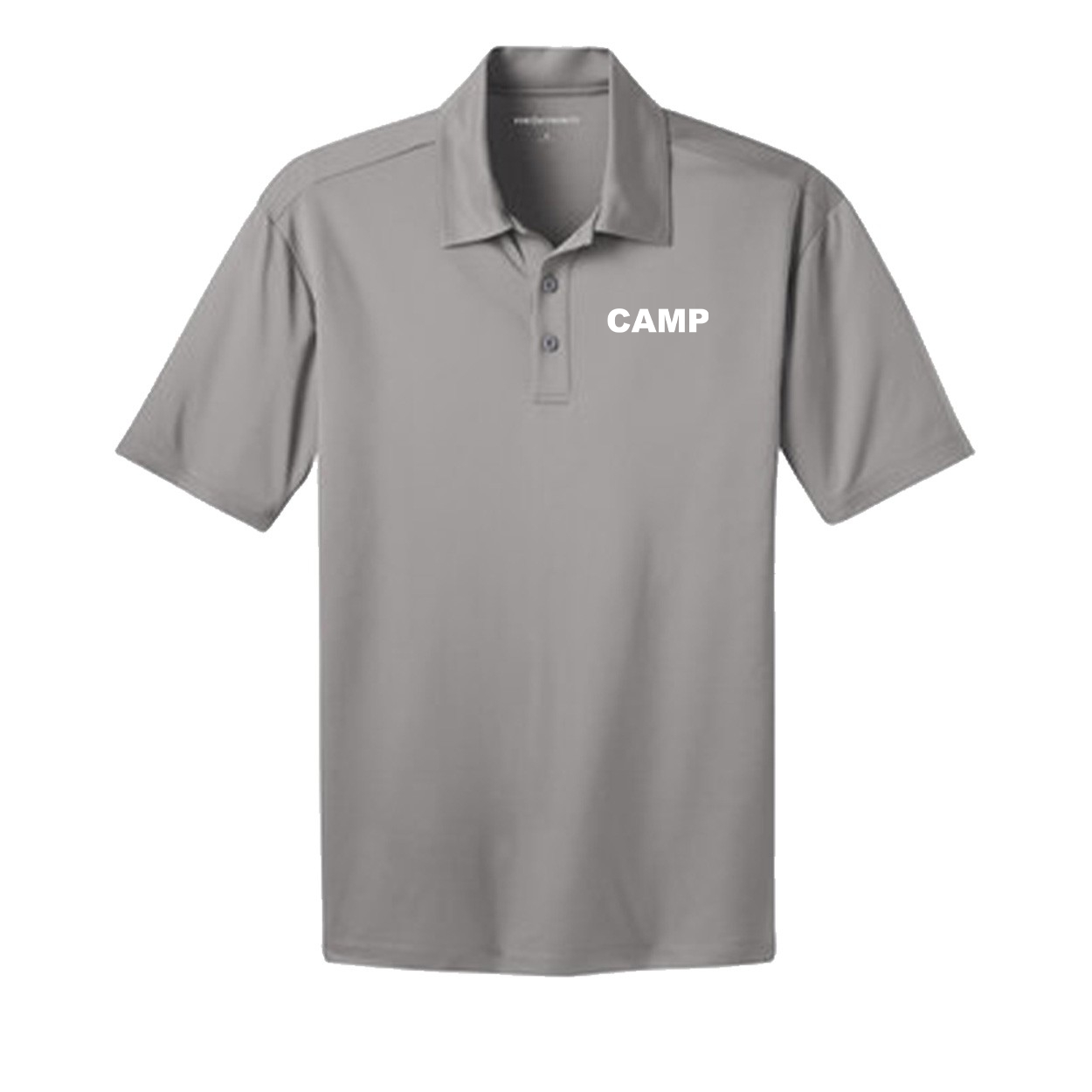 Camp Brand Logo Night Out Silk Touch Polo Shirt Gusty Gray