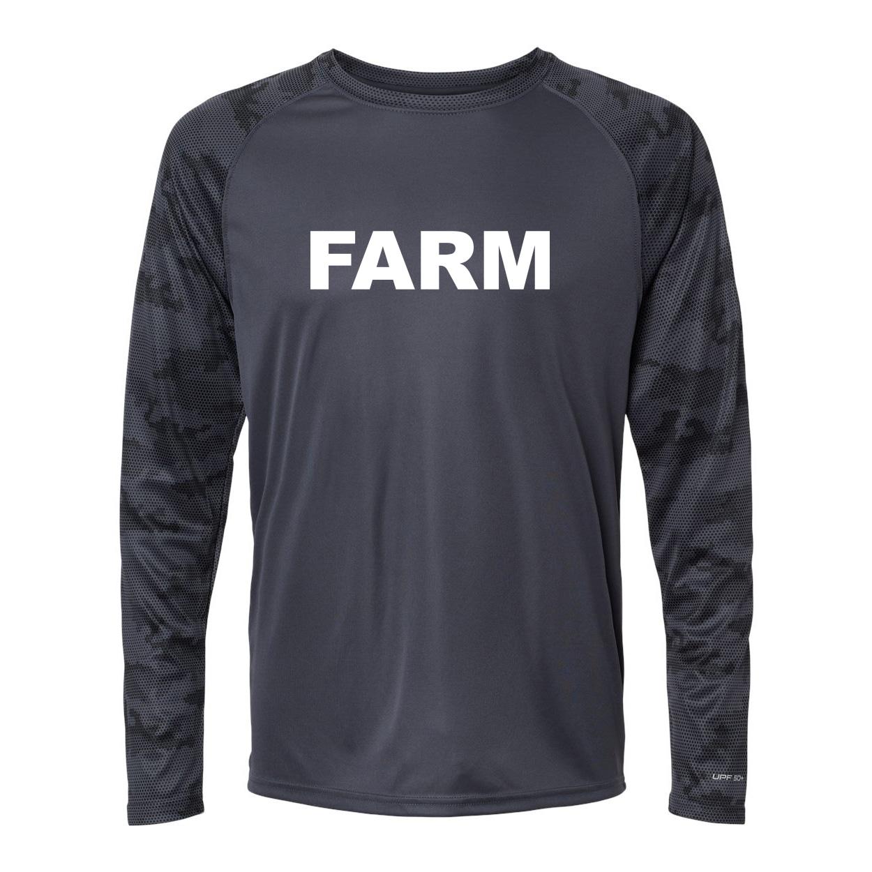 Farm Brand Logo Classic Camo Long Sleeve T-Shirt Graphite