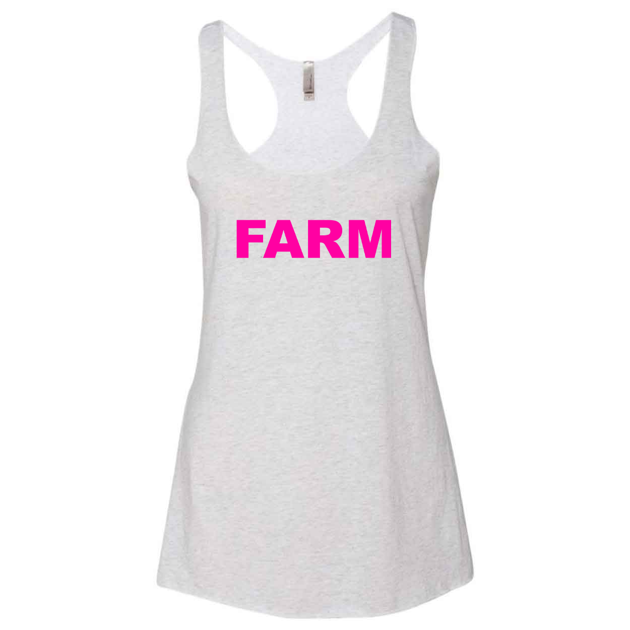 Farm Brand Logo Classic Women's Ultra Thin Tank Top Heather White (Pink Logo)