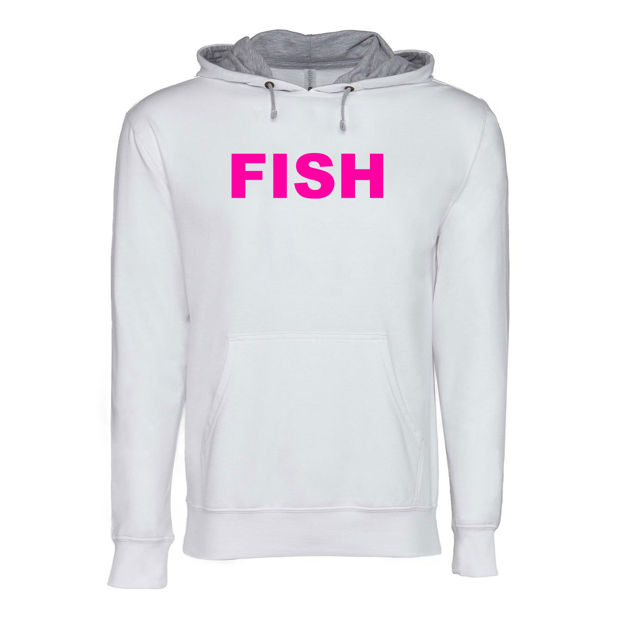 Fish Brand Logo Classic Lightweight Sweatshirt White/Heather Gray (Pink Logo)
