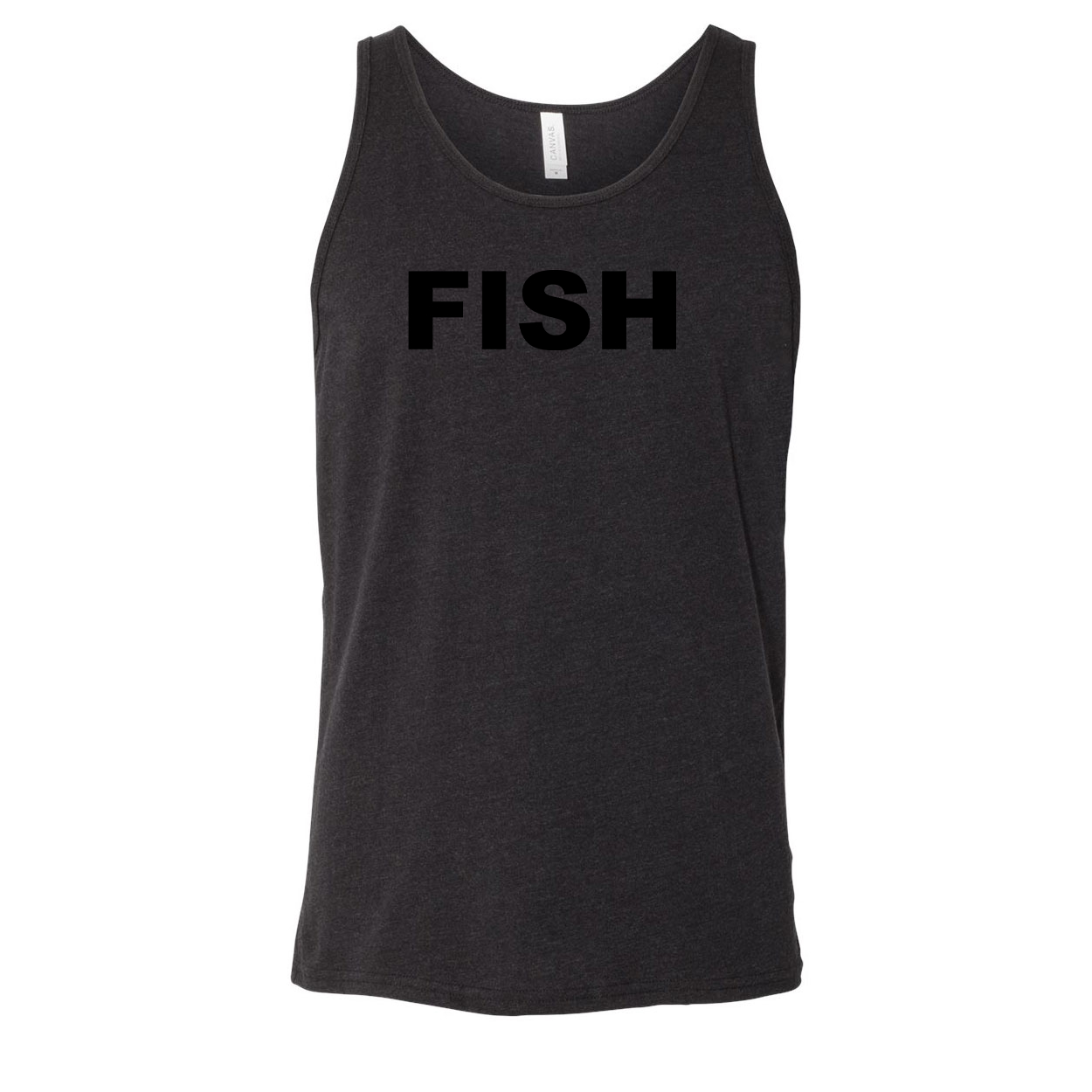 Fish Brand Logo Classic Men's Unisex Tank Top Dark Heather Gray (Black Logo)