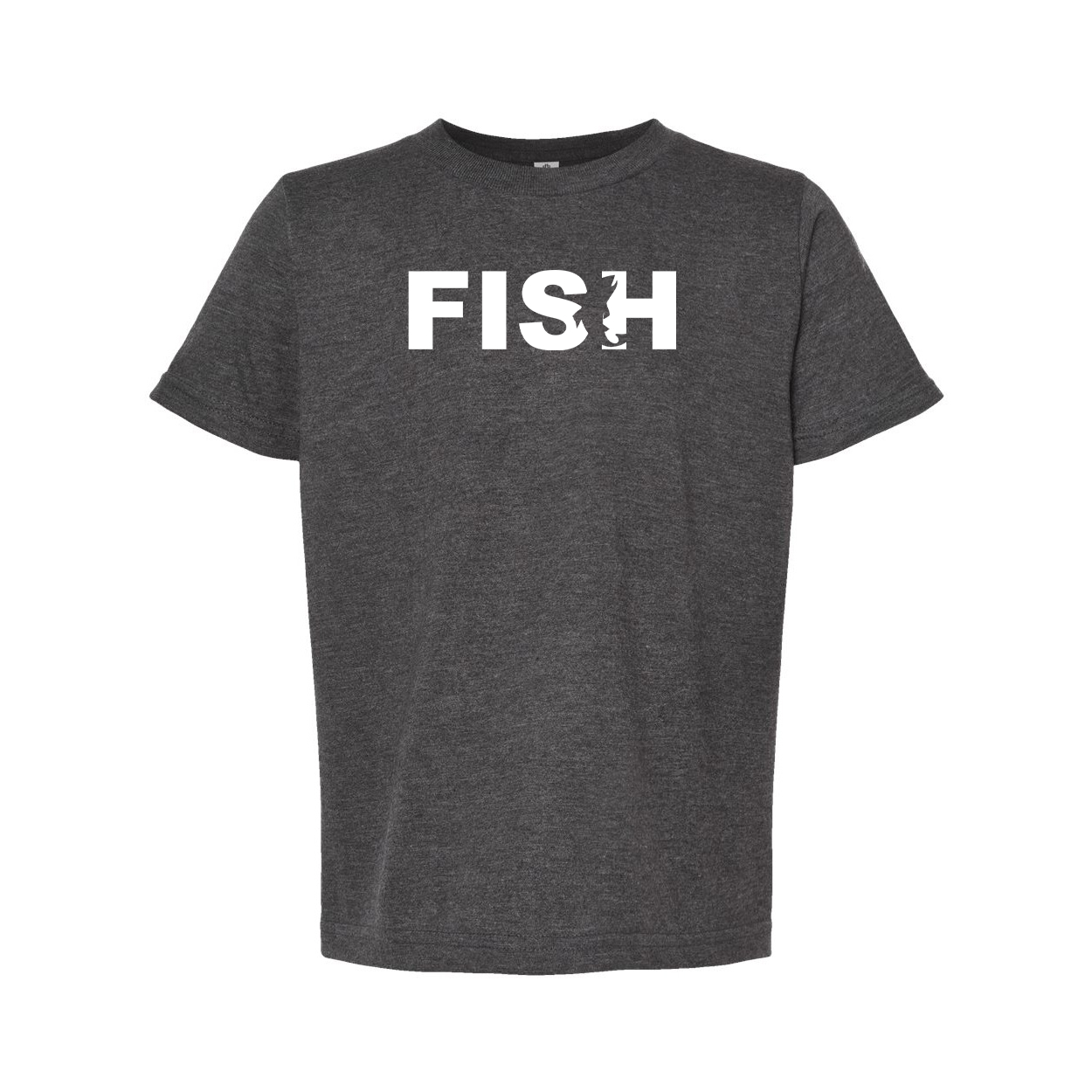 Fish Catch Logo Classic Youth T-Shirt Dark Heather Gray