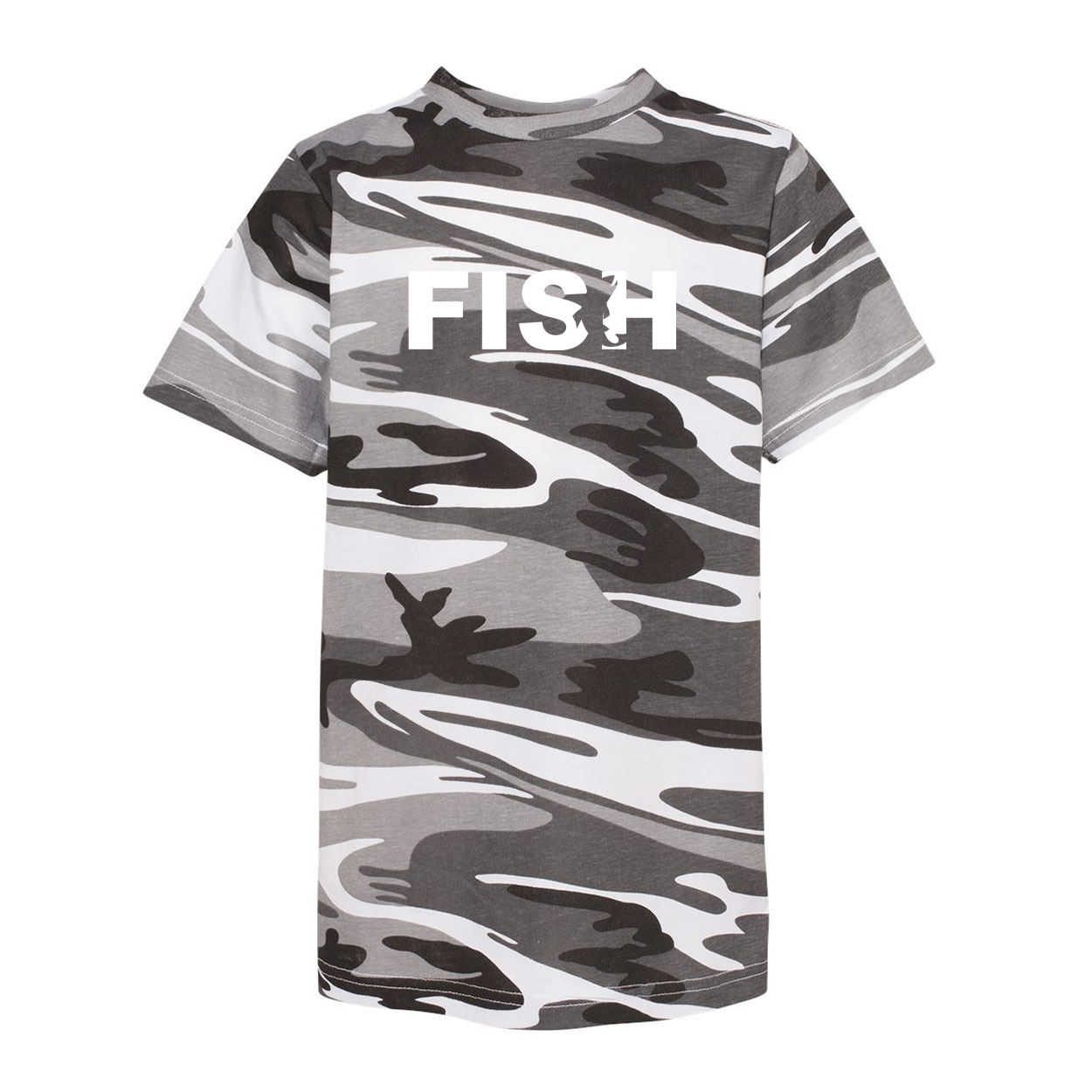 Fish Catch Logo Classic Youth Unisex T-Shirt Urban Camo