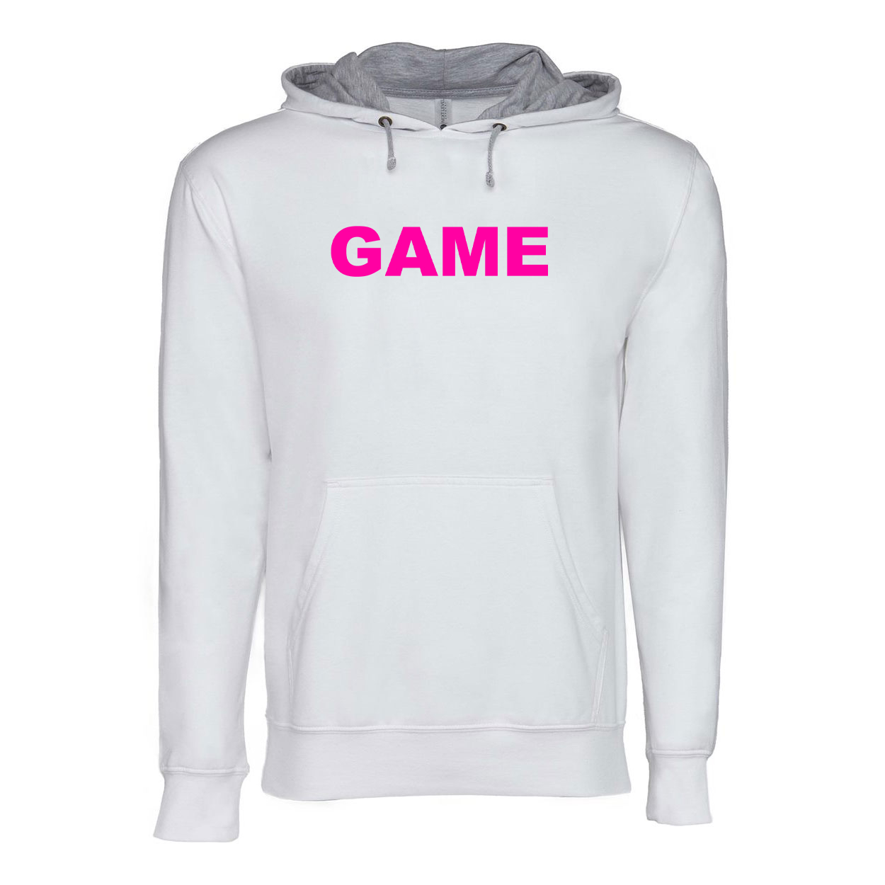 Game Brand Logo Classic Lightweight Sweatshirt White/Heather Gray (Pink Logo)
