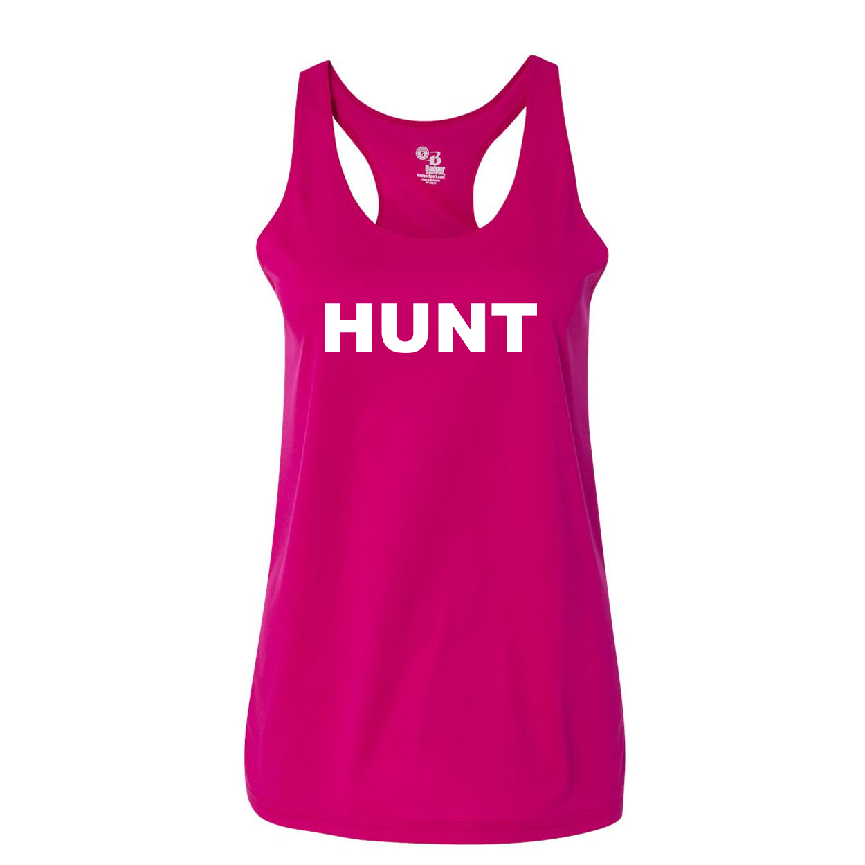 Hunt Brand Logo Classic Womens Performance Racerback Tank Top Hot Pink