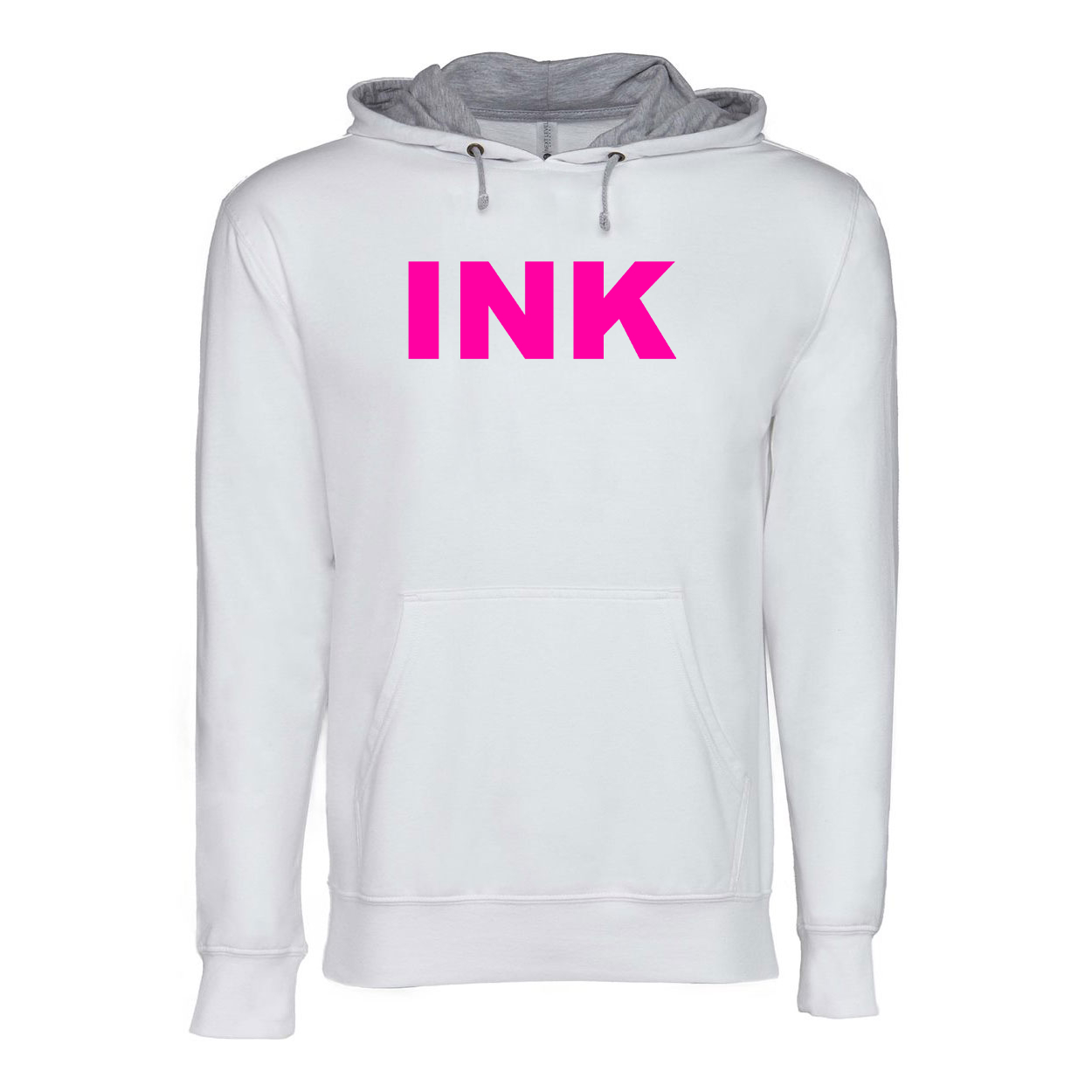 Ink Brand Logo Classic Lightweight Sweatshirt White/Heather Gray (Pink Logo)