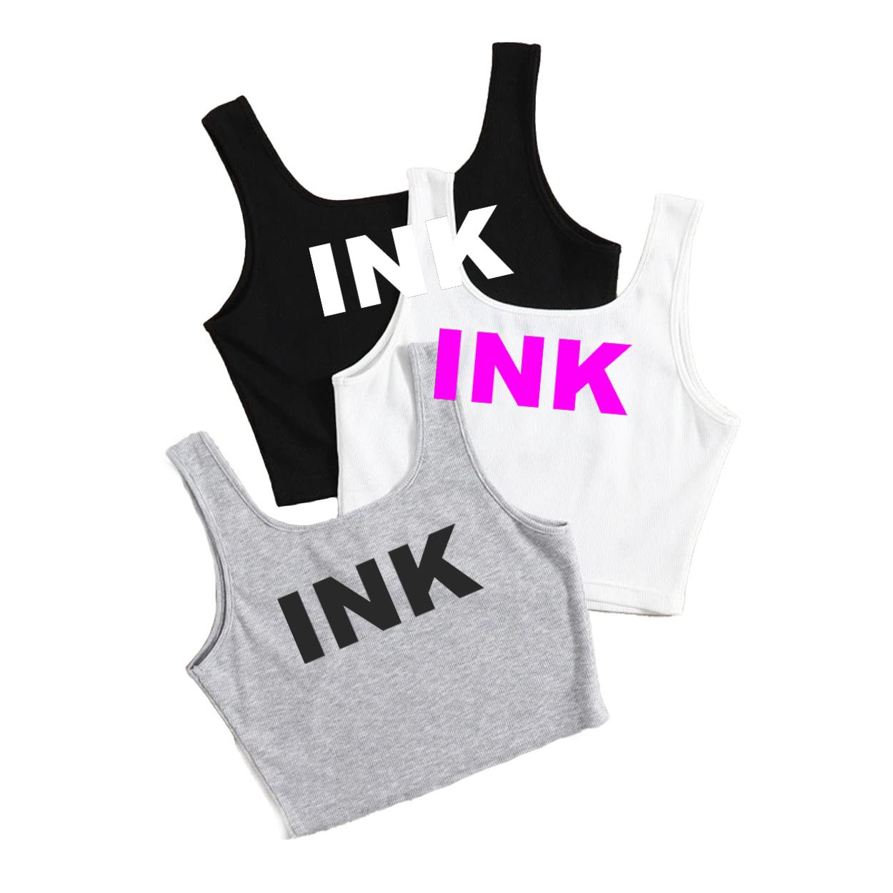 Ink Brand Logo Classic Womens 3 Pack Solid Crop Tank Top