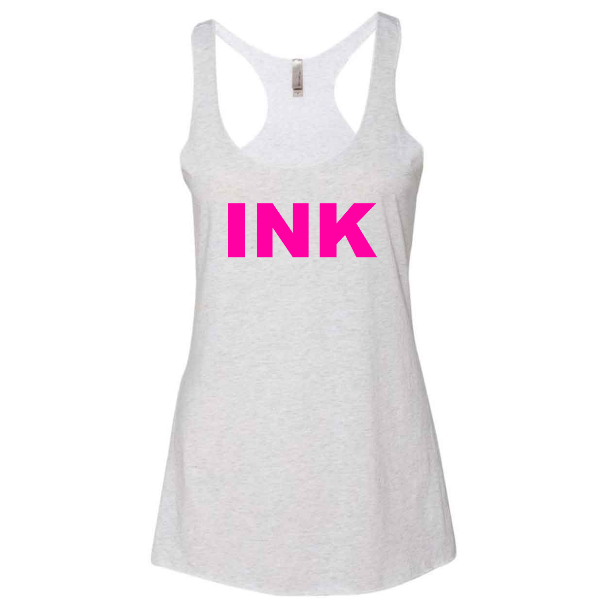 Ink Brand Logo Classic Women's Ultra Thin Tank Top Heather White (Pink Logo)