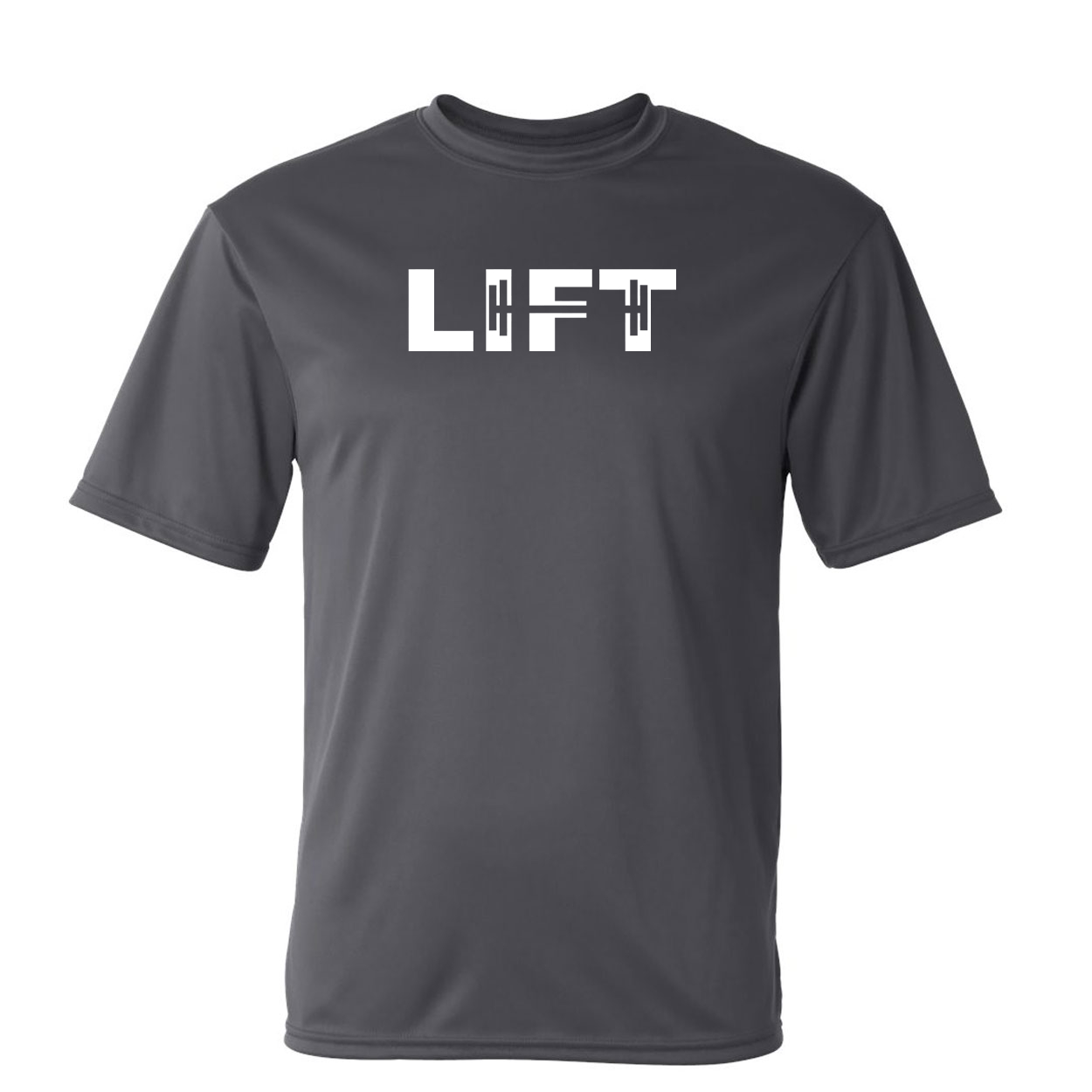 Lift Barbell Logo Classic Unisex Performance T-Shirt Graphite Gray