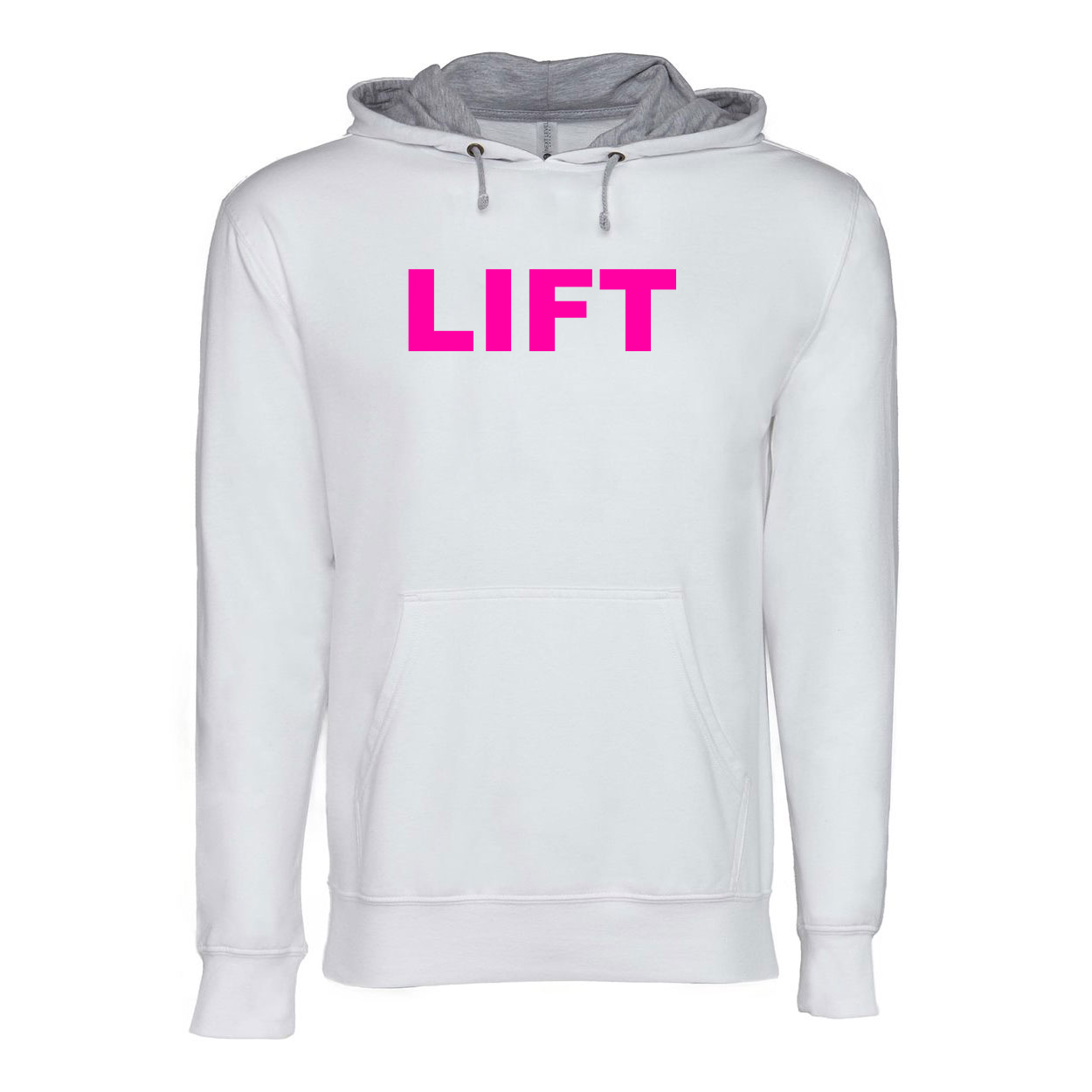 Lift Brand Logo Classic Lightweight Sweatshirt White/Heather Gray (Pink Logo)