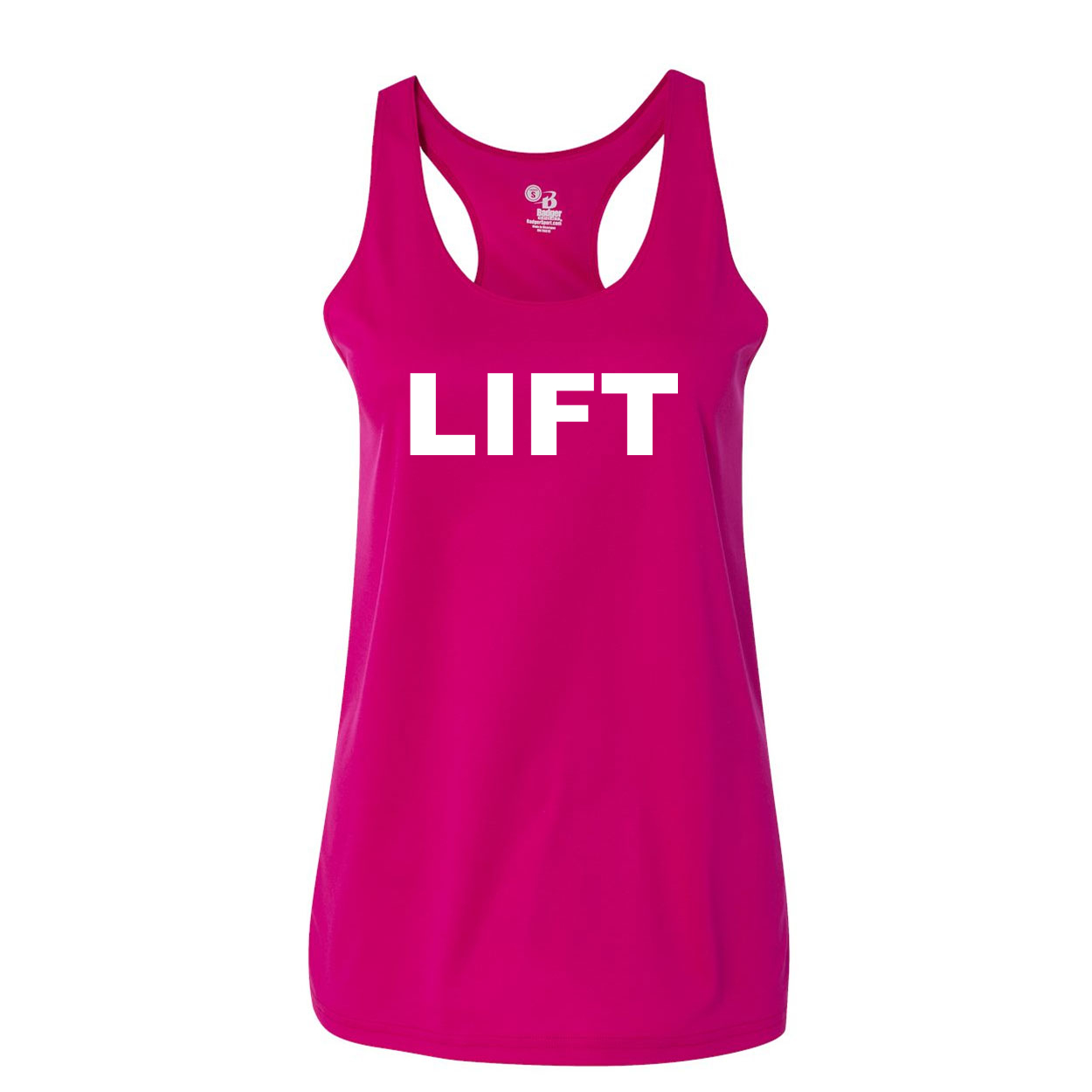 Lift Brand Logo Classic Womens Performance Racerback Tank Top Hot Pink 