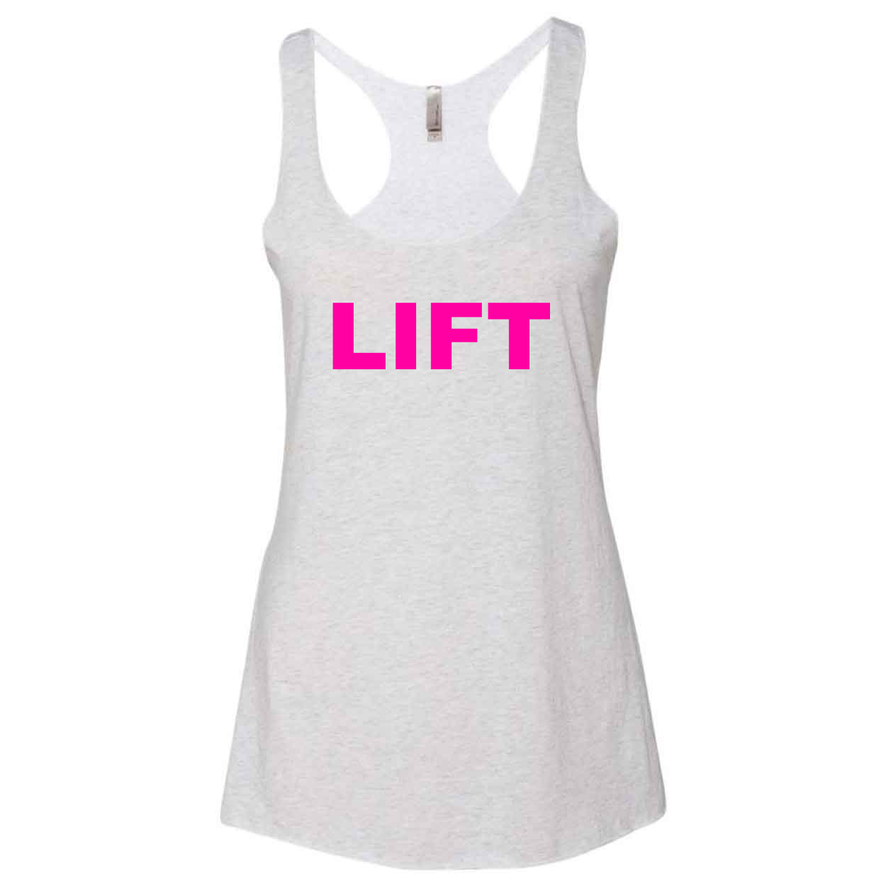Lift Brand Logo Classic Women's Ultra Thin Tank Top Heather White (Pink Logo)