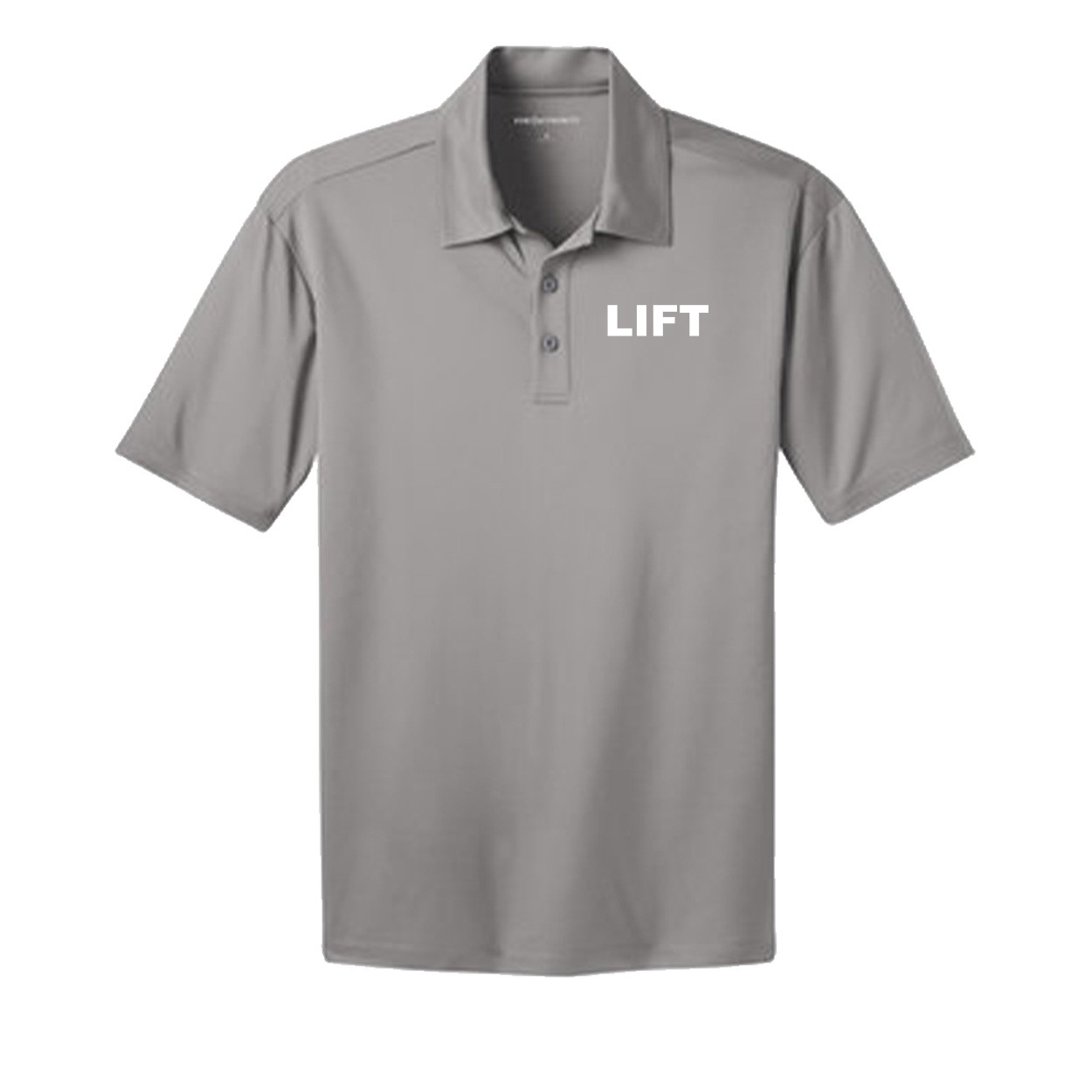 Lift Brand Logo Night Out Silk Touch Polo Shirt Gusty Gray 
