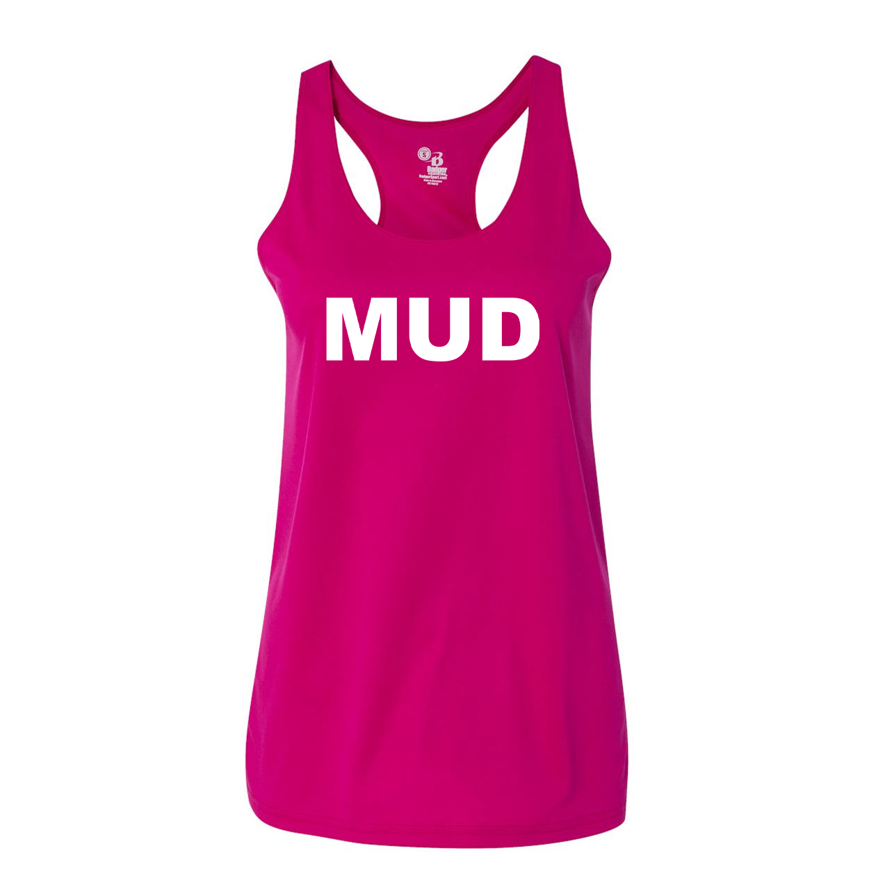 Mud Brand Logo Classic Womens Performance Racerback Tank Top Hot Pink 