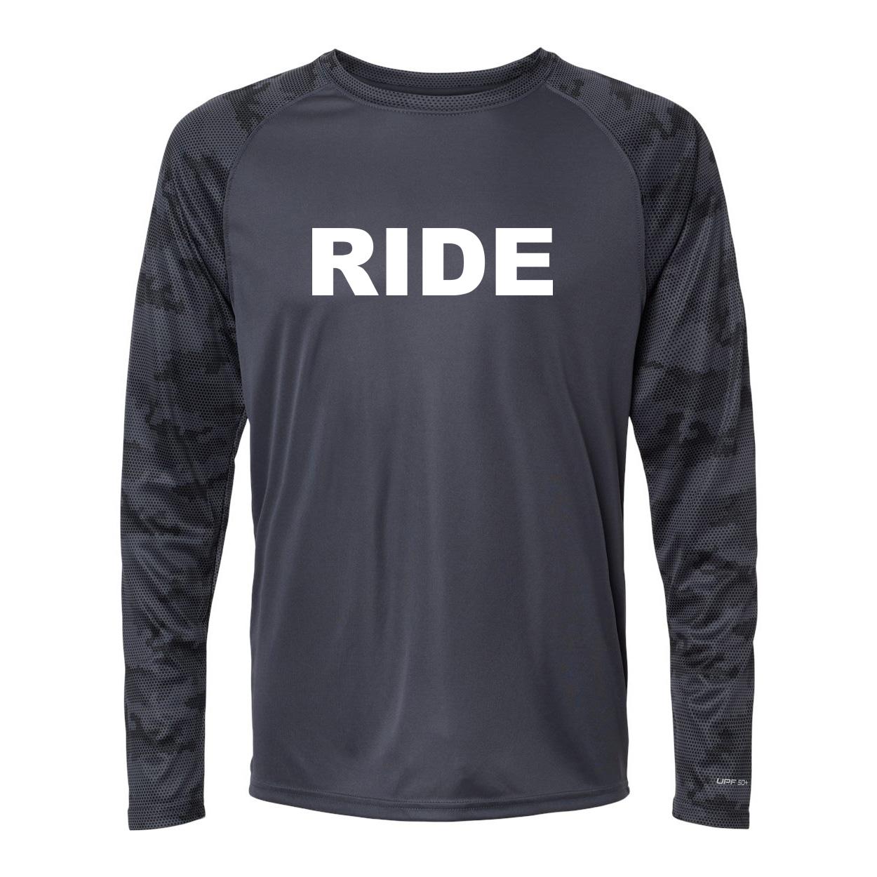 Ride Brand Logo Classic Camo Long Sleeve T-Shirt Graphite
