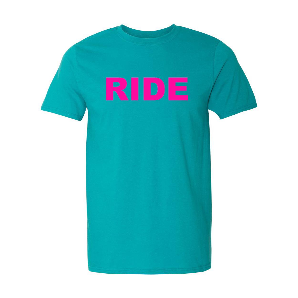 Ride Brand Logo Classic T-Shirt Jade Dome (Pink Logo)