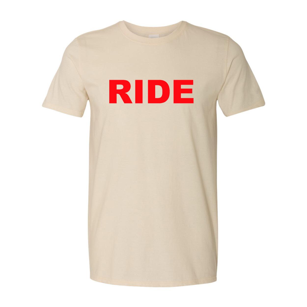 Ride Brand Logo Classic T-Shirt Natural (Red Logo)