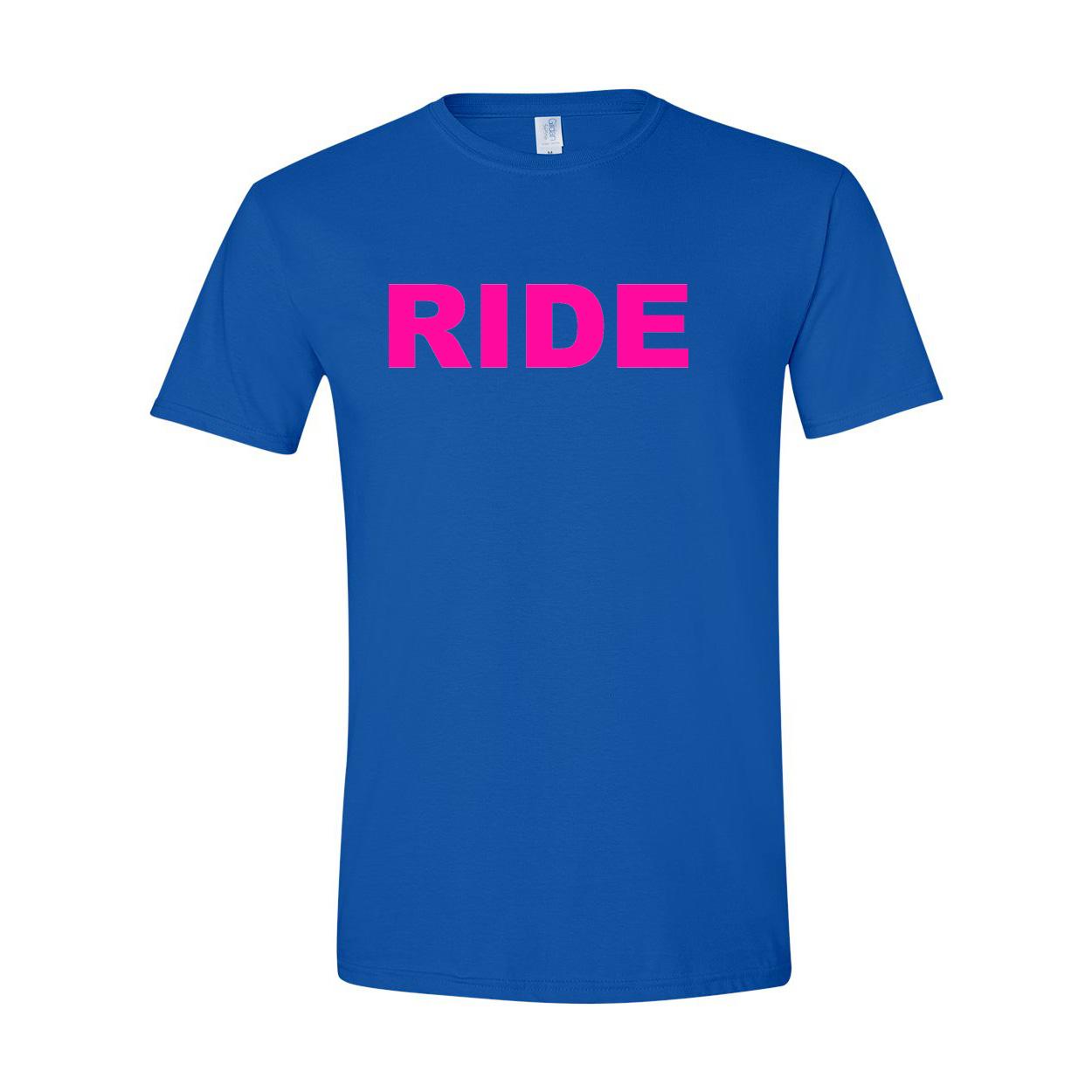Ride Brand Logo Classic T-Shirt Royal (Pink Logo)
