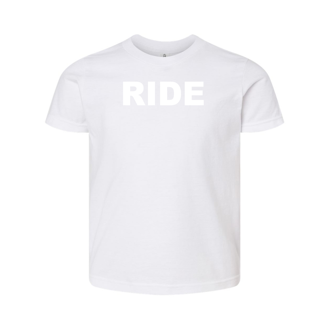 Ride Brand Logo Classic Youth T-Shirt White (White Logo)