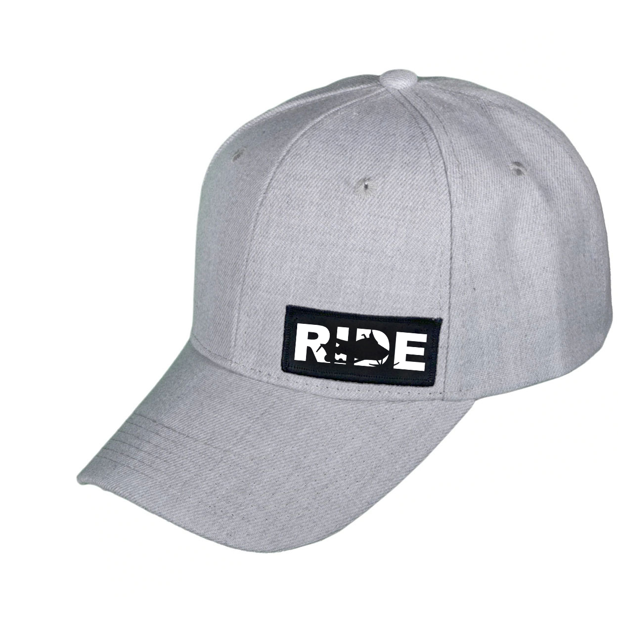 Ride Snowmobile Logo Night Out Woven Patch Velcro Trucker Hat Heather Gray