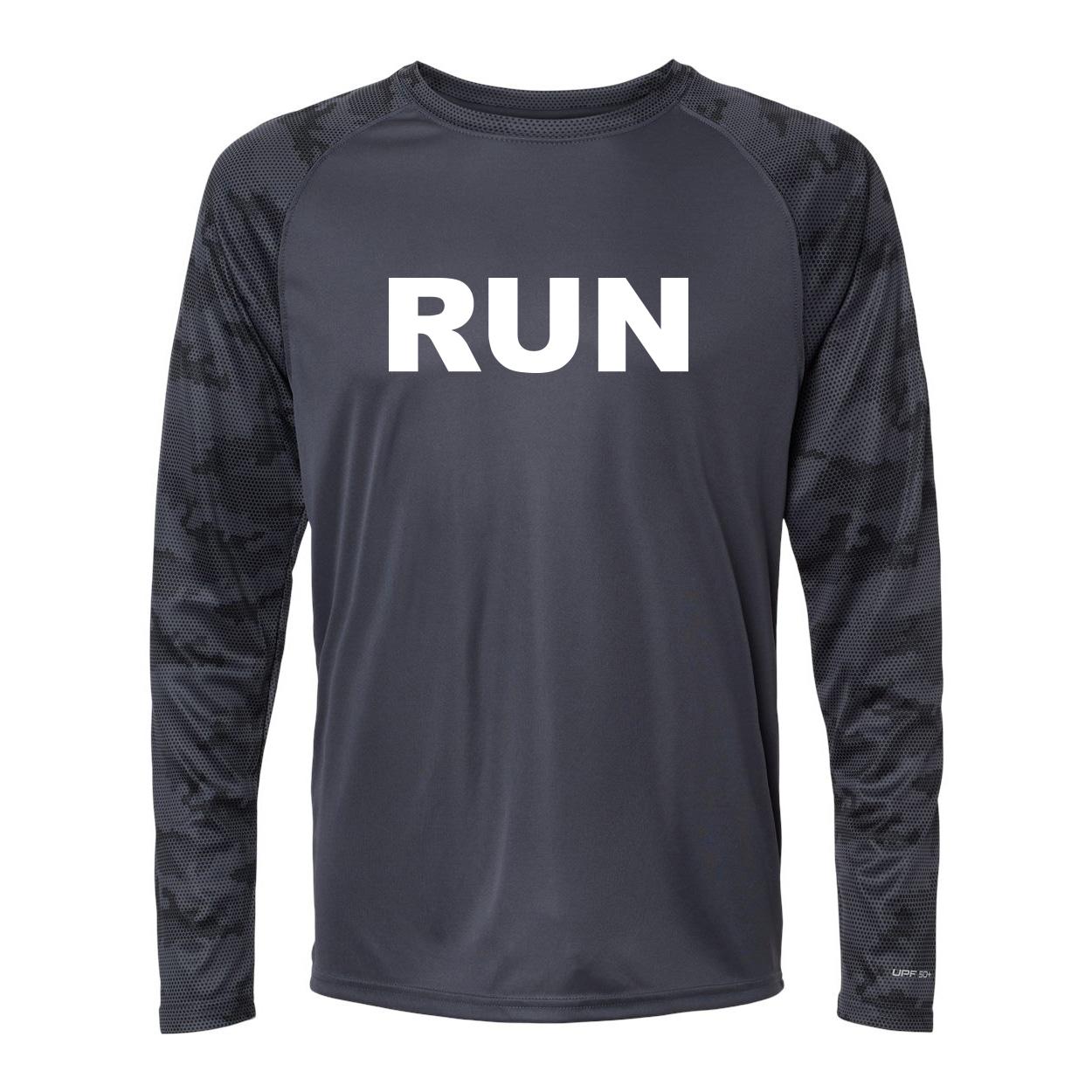Run Brand Logo Classic Camo Long Sleeve T-Shirt Graphite