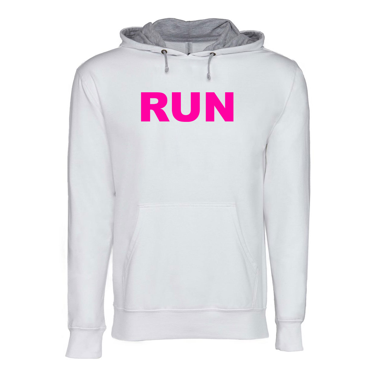 Run Brand Logo Classic Lightweight Sweatshirt White/Heather Gray (Pink Logo)