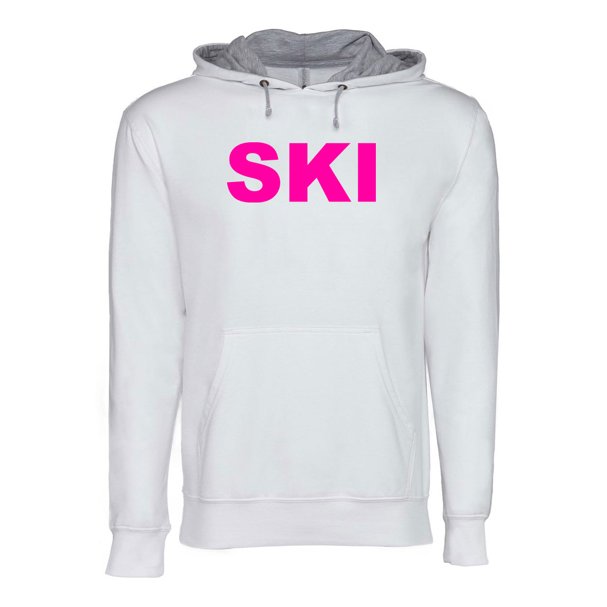 Ski Brand Logo Classic Lightweight Sweatshirt White/Heather Gray (Pink Logo)