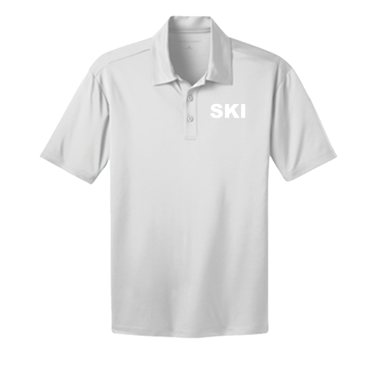 Ski Brand Logo Night Out Silk Touch Polo Shirt White 
