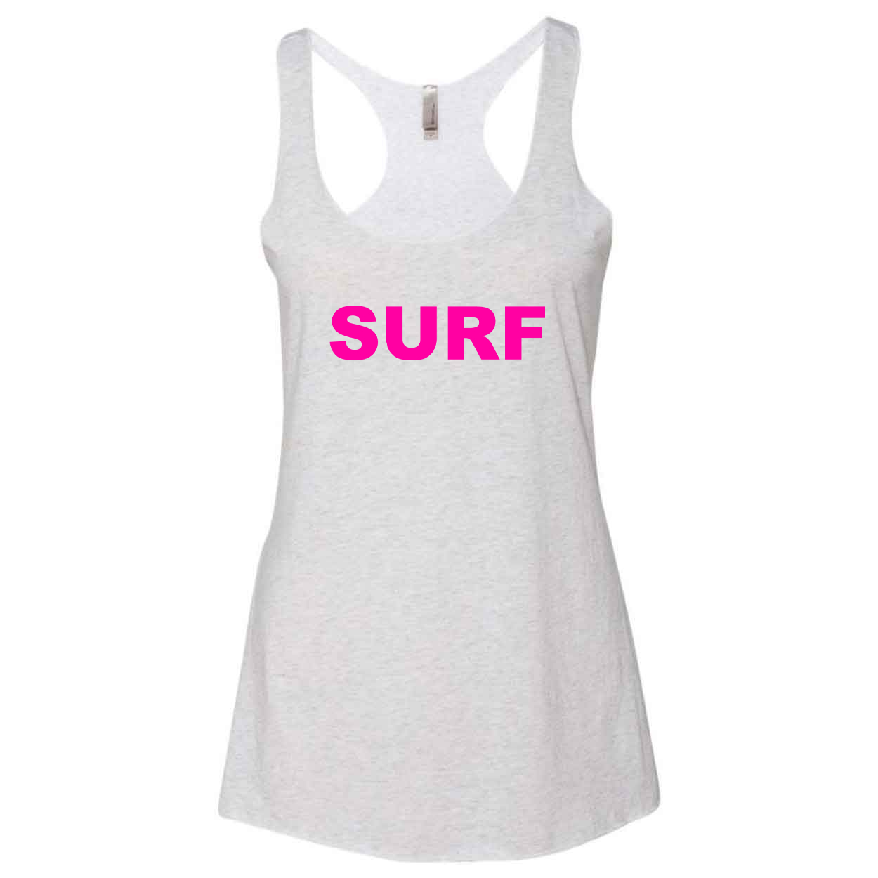 Surf Brand Logo Classic Women's Ultra Thin Tank Top Heather White (Pink Logo)