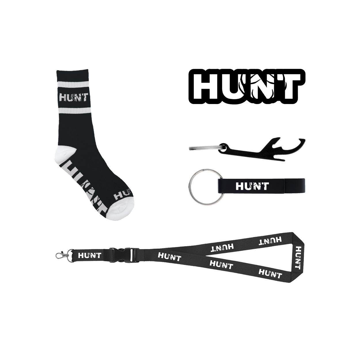 Hunt Rack Logo Classic Fan Package (Socks, Lanyard, Keychain & Sticker)