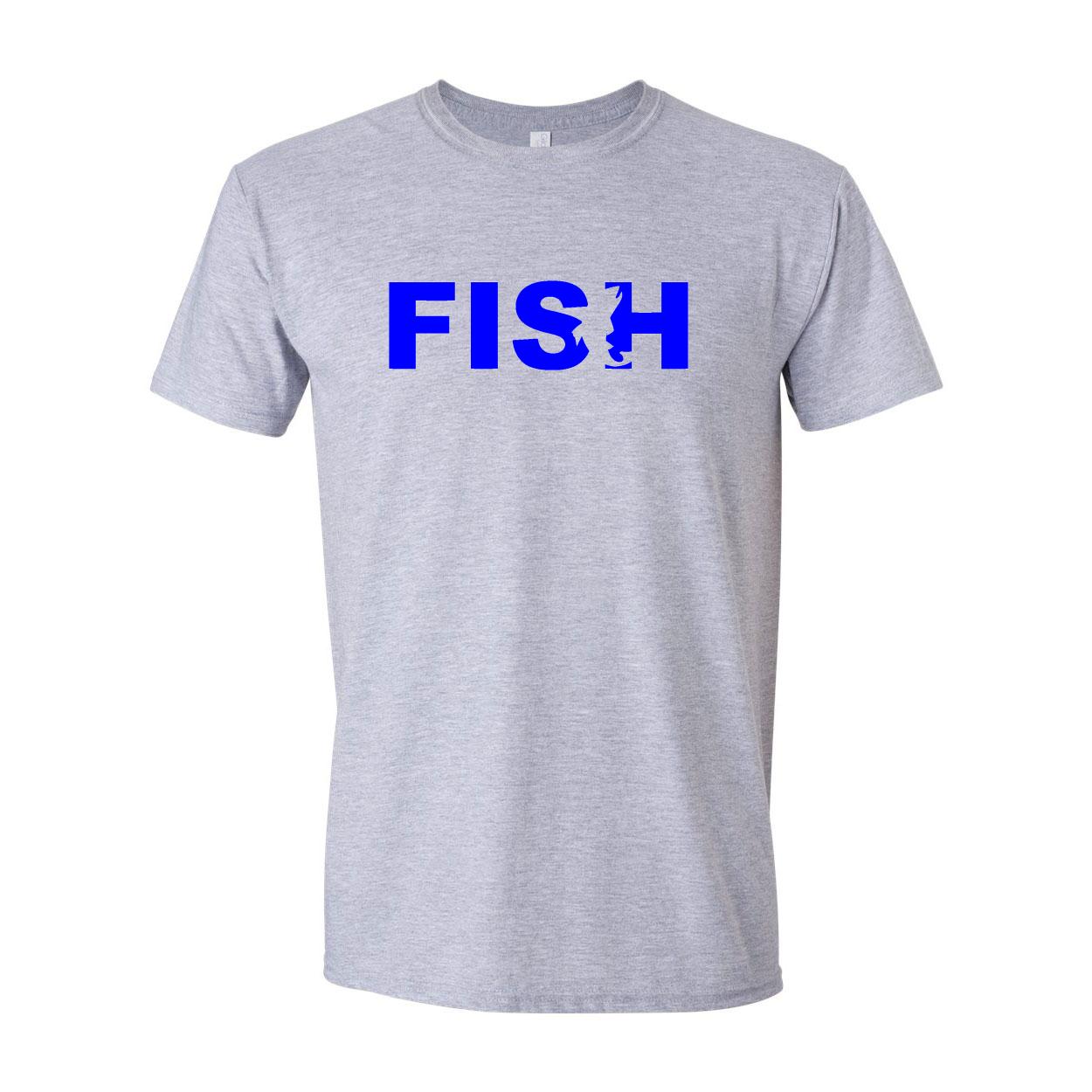 Fish Catch Logo Classic T-Shirt Sport Gray (Blue Logo)