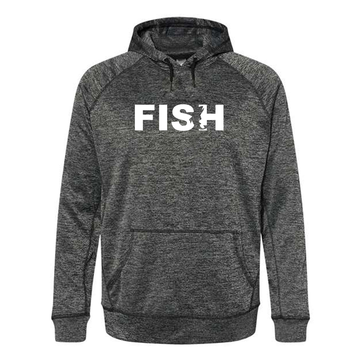 Fish Catch Logo Classic Performance Raglan Pullover Sweatshirt Heather Charcoal