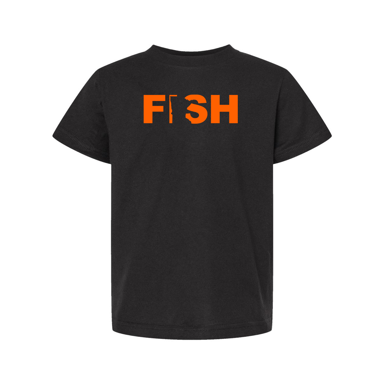 Fish Minnesota Classic Youth T-Shirt Black (Orange Logo)