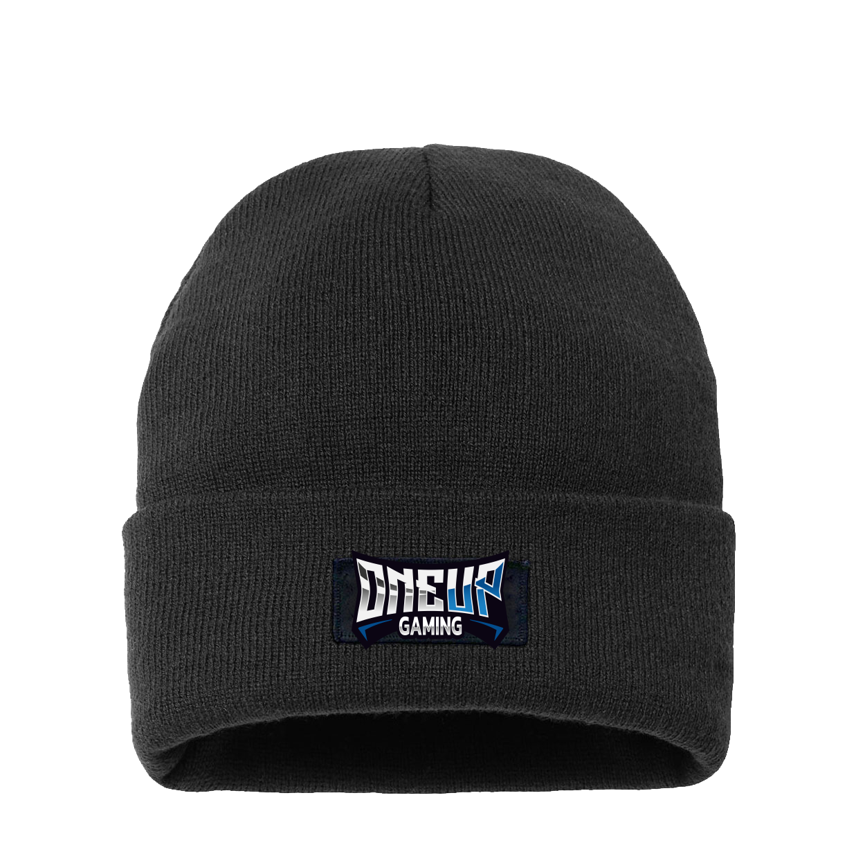 One Up Gaming Night Out Woven Patch Night Out Sherpa Lined Cuffed Beanie Black 