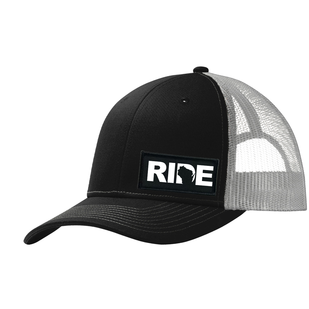 Ride Wisconsin Night Out Woven Patch Snapback Trucker Hat Black/Gray