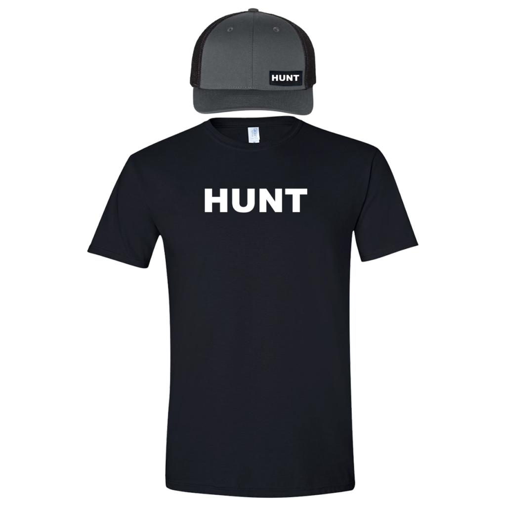 Hunt Brand Logo Classic Hat Tee Combo (Black/Charcoal)