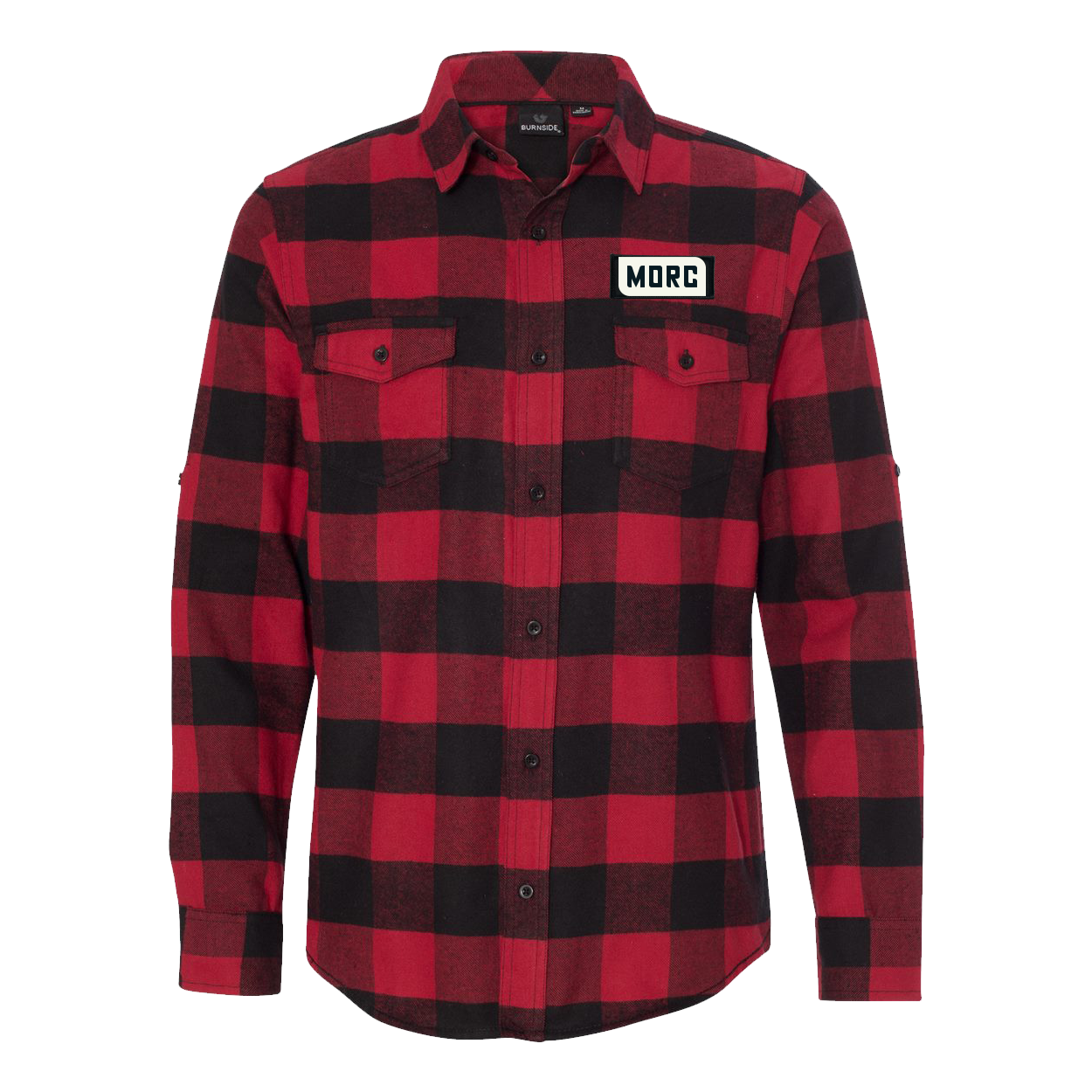 MORC Night Out Rectangle Woven Patch Flannel Shirt Long Sleeve Red/Black