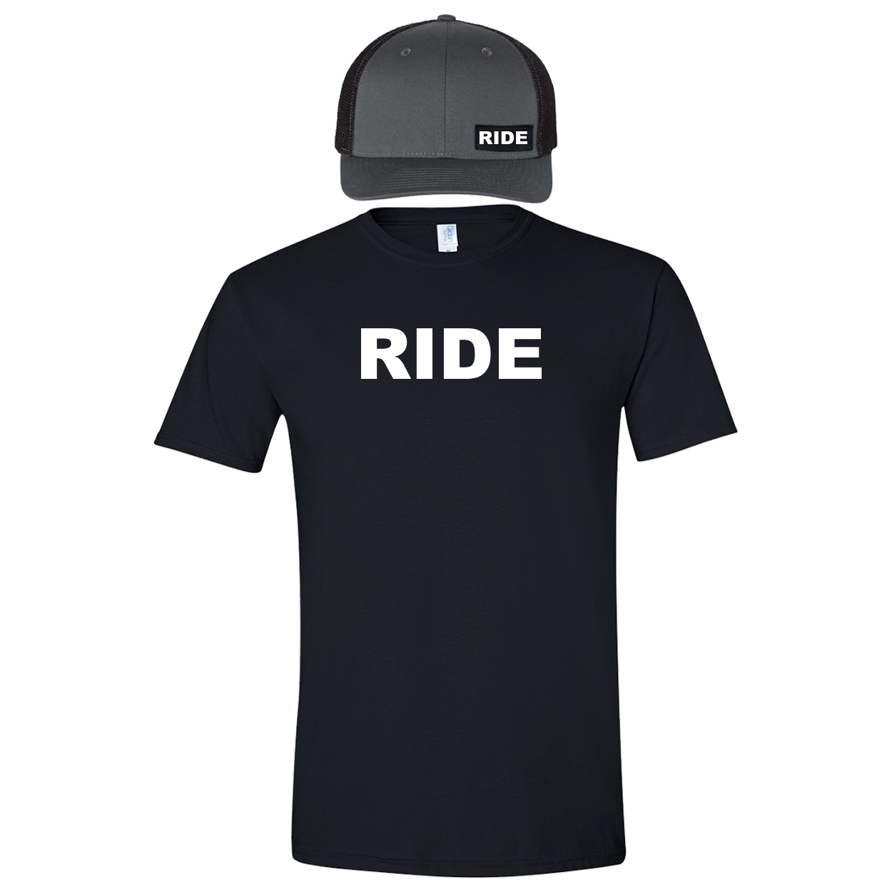 Ride Brand Logo Classic Hat Tee Combo (Black/Charcoal)